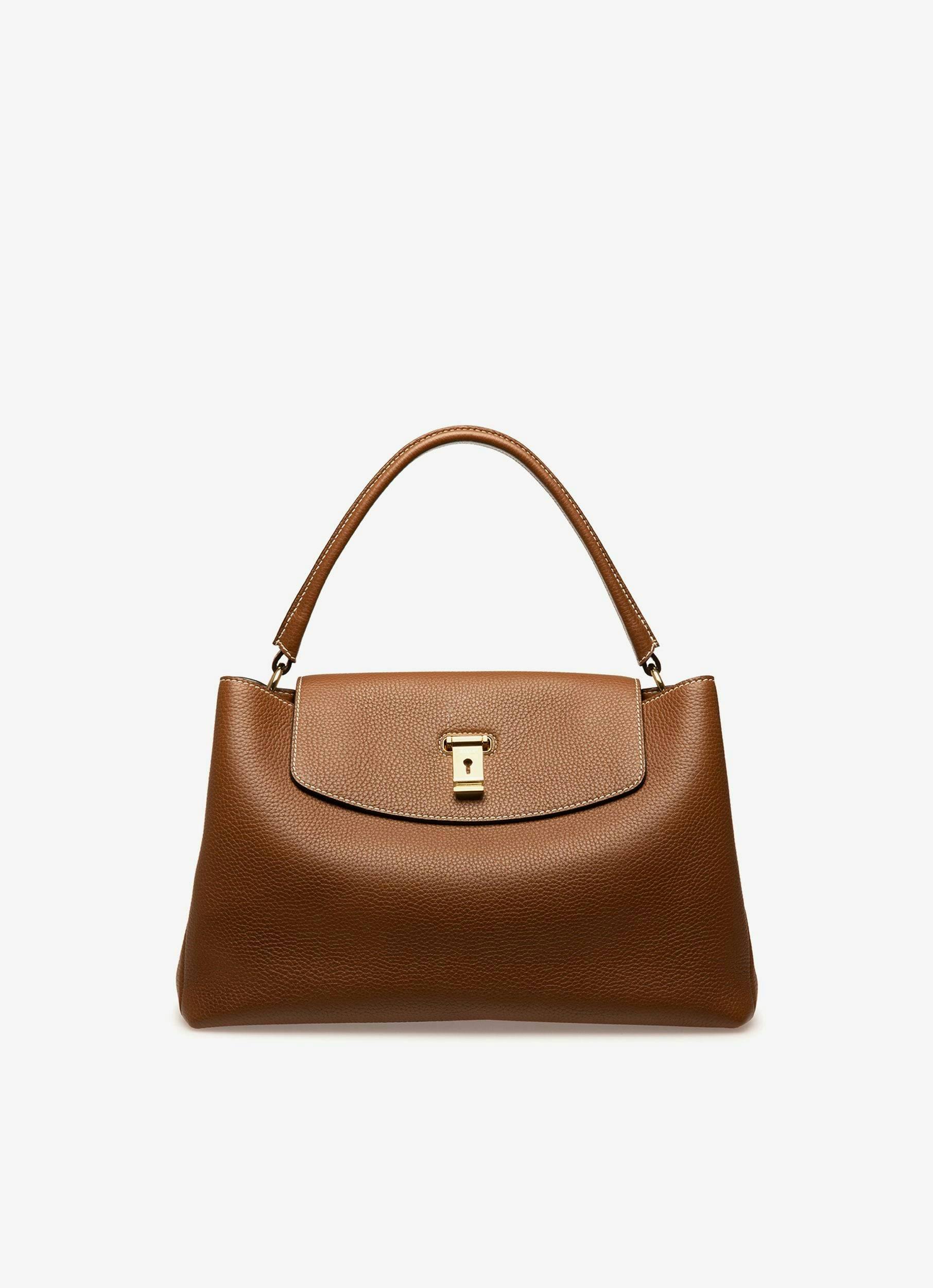 Layka Leather Top Handle Bag In Brown - Women's - Bally - 01