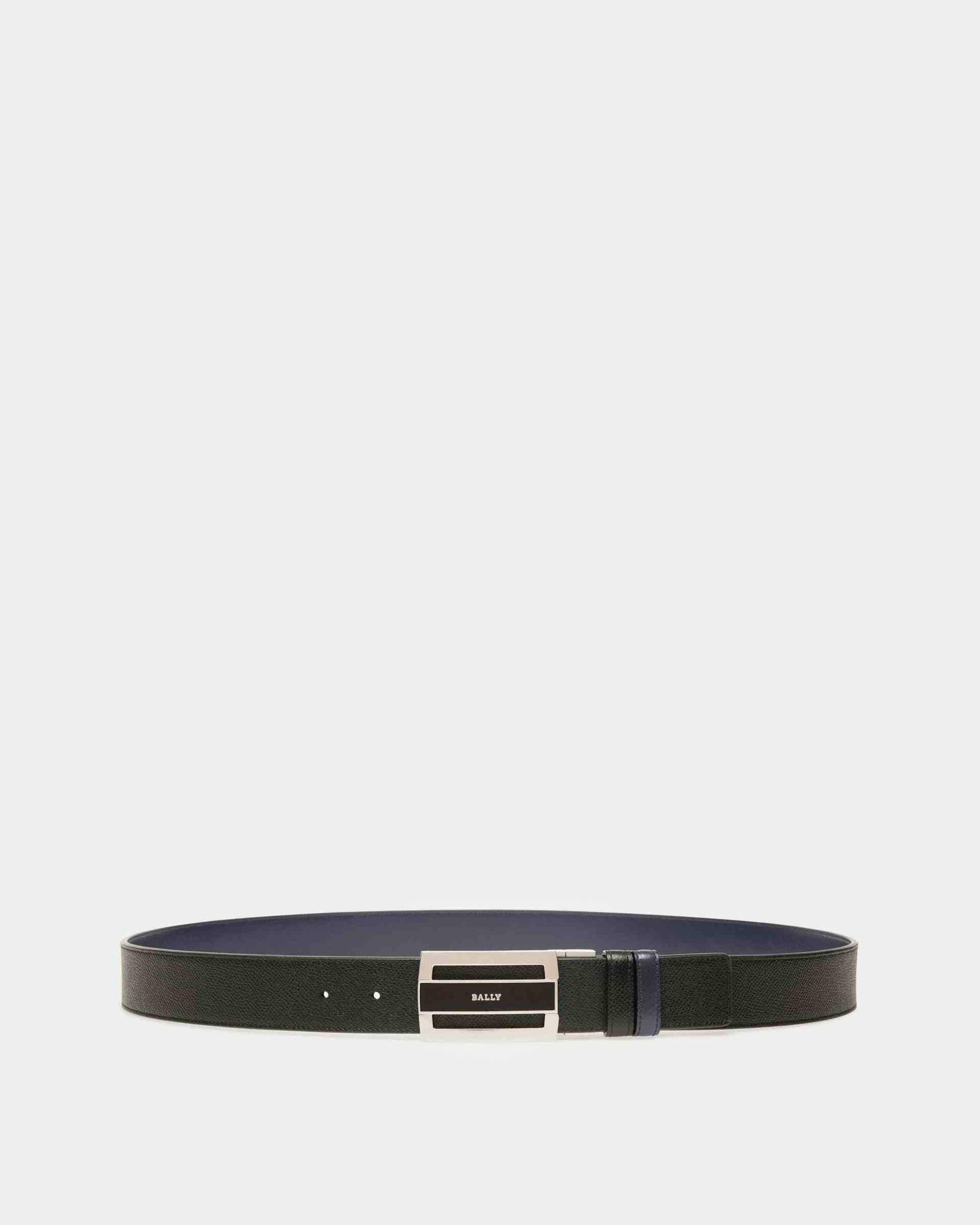 Fabazia Leather 35mm Belt In Black & Navy - Homme - Bally