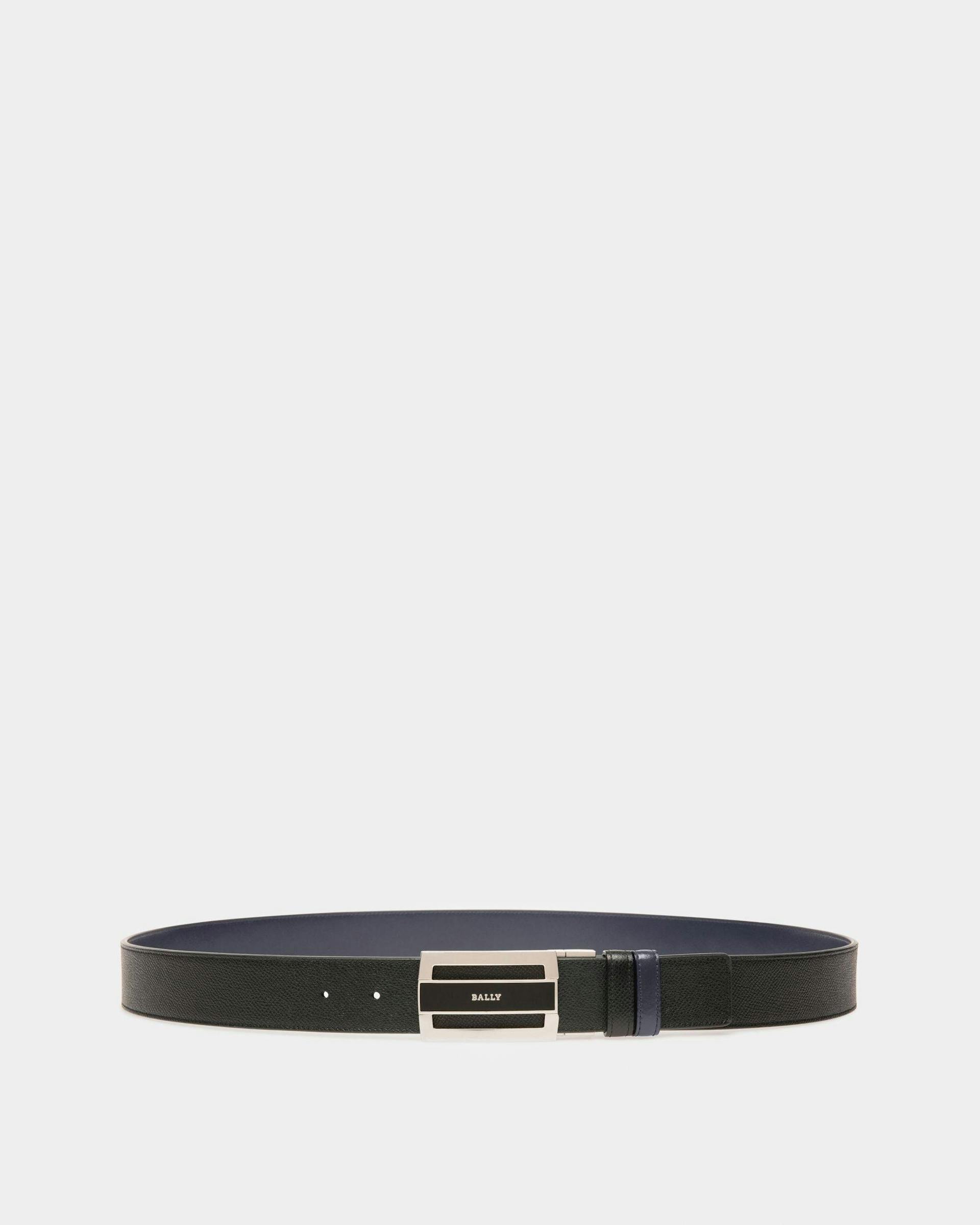 Fabazia Leather 35mm Belt In Black & Navy - Homme - Bally - 01