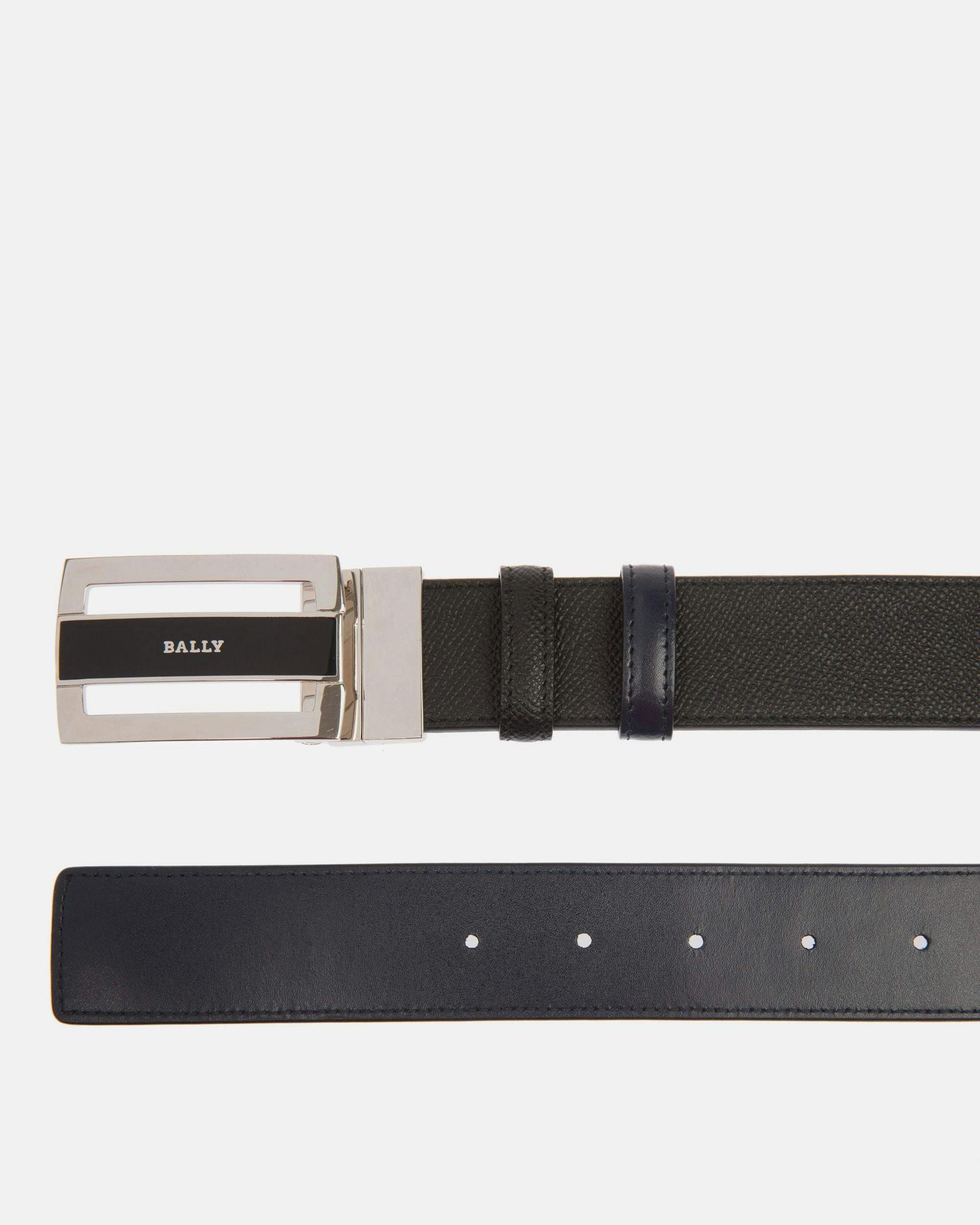 Fabazia Leather 35mm Belt In Black & Navy - Homme - Bally - 02