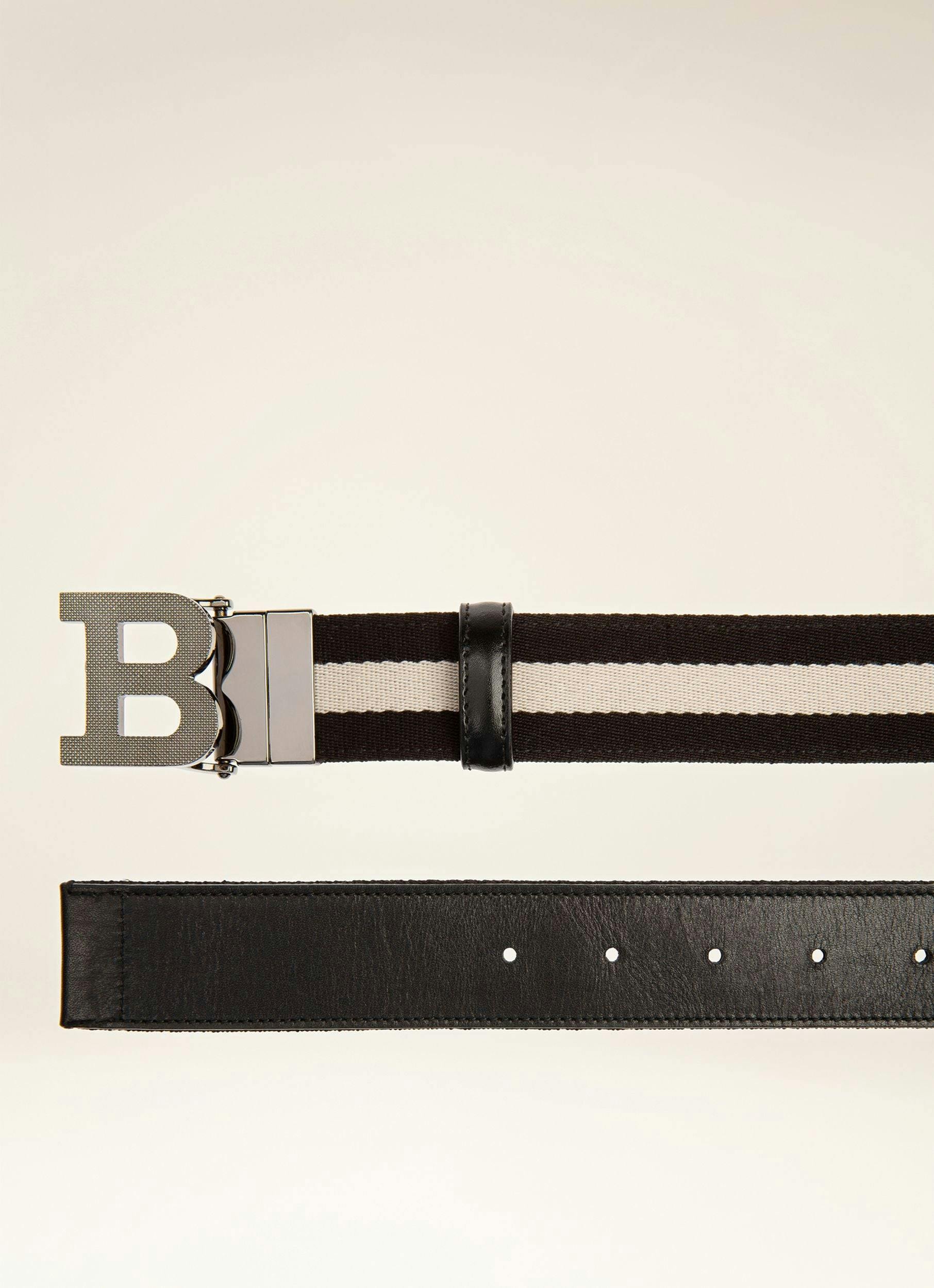BALLY ICONIC BUCKLE Leather Fixed & Reversible 35Mm Belt In Black & Beige - Homme - Bally - 03