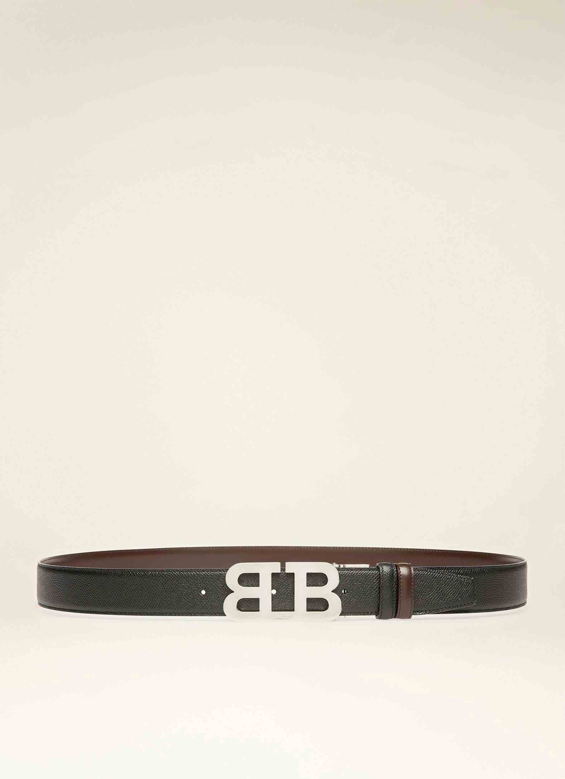 BALLY ICONIC BUCKLE Leather 35Mm Belt In Black & Brown - Men's - Bally
