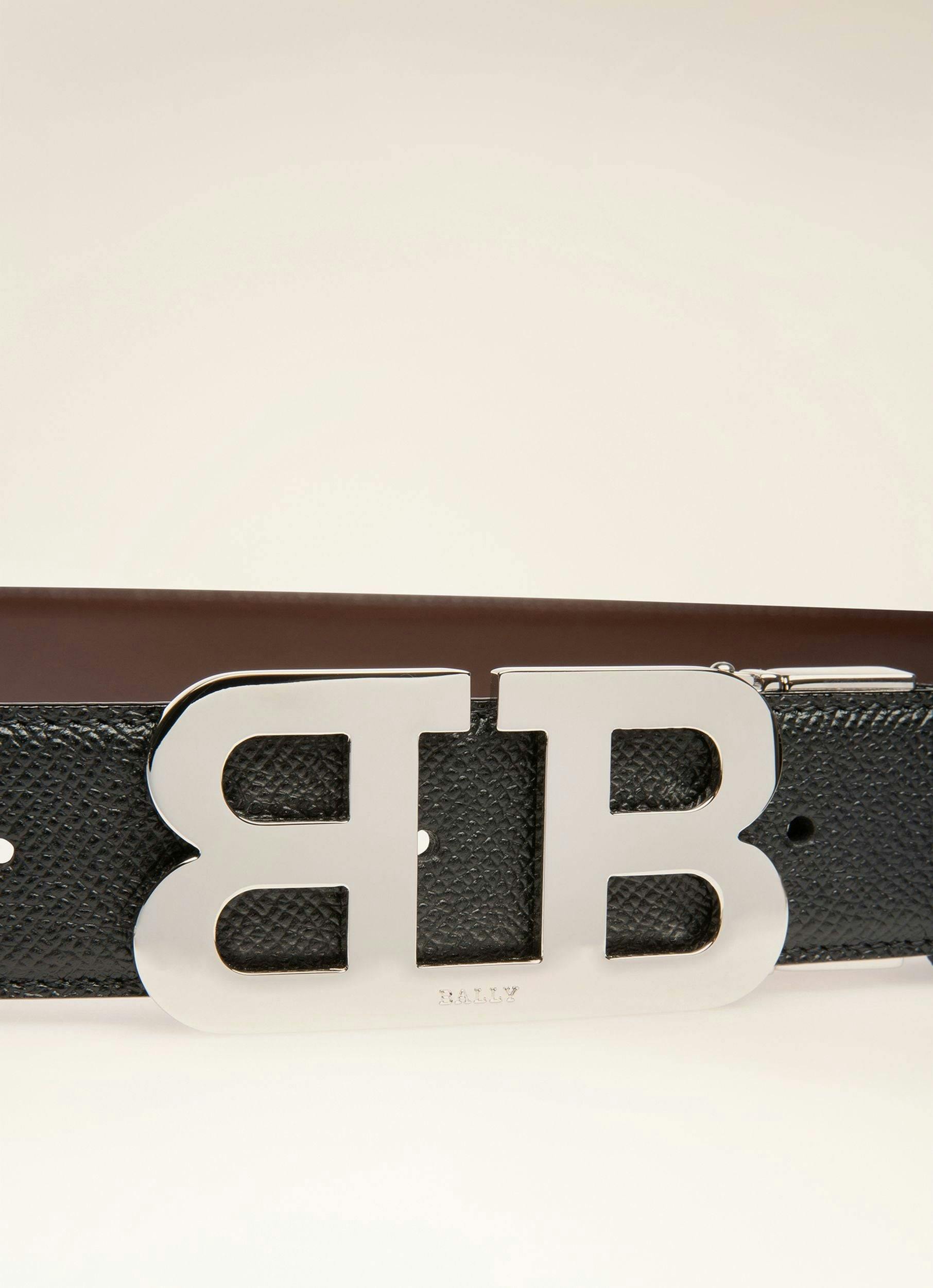 BALLY ICONIC BUCKLE Leather 35Mm Belt In Black & Brown - Men's - Bally - 02