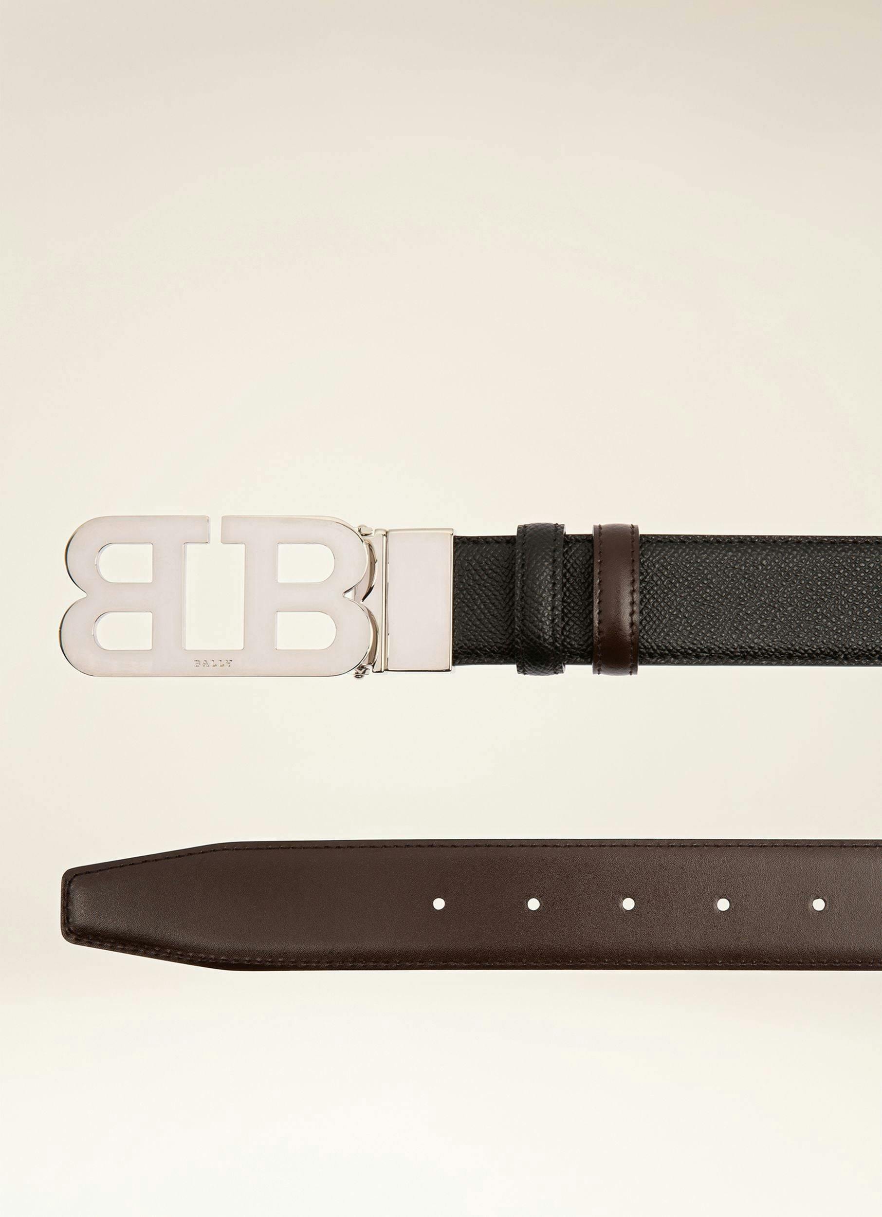 BALLY ICONIC BUCKLE Leather 35Mm Belt In Black & Brown - Men's - Bally - 03