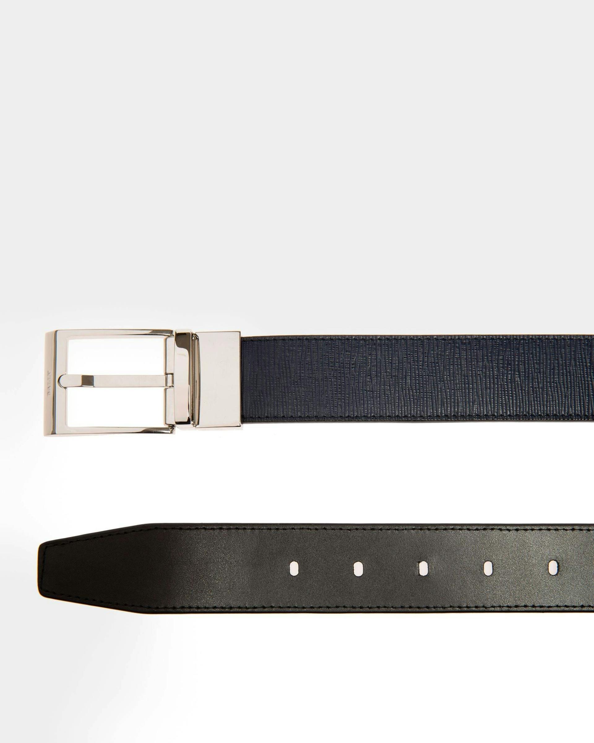 Shiff Leather 35mm Belt In Navy & Black - Men's - Bally - 02