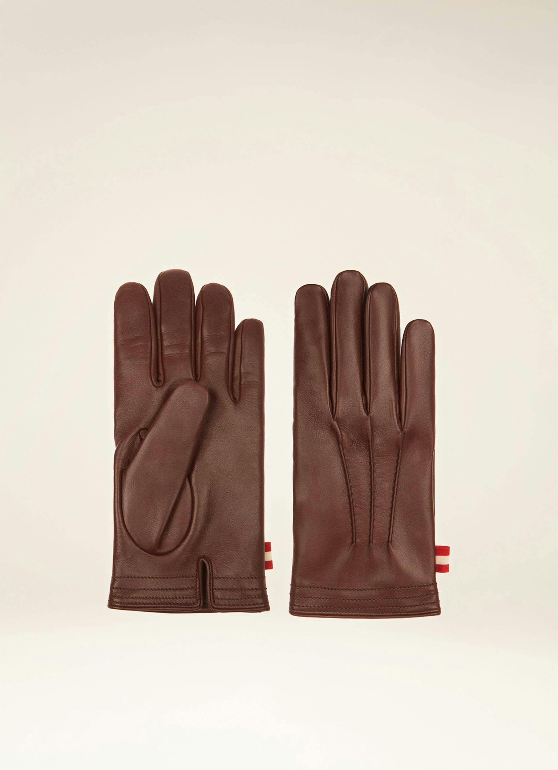 Leather Gloves In Brown - Men's - Bally - 01