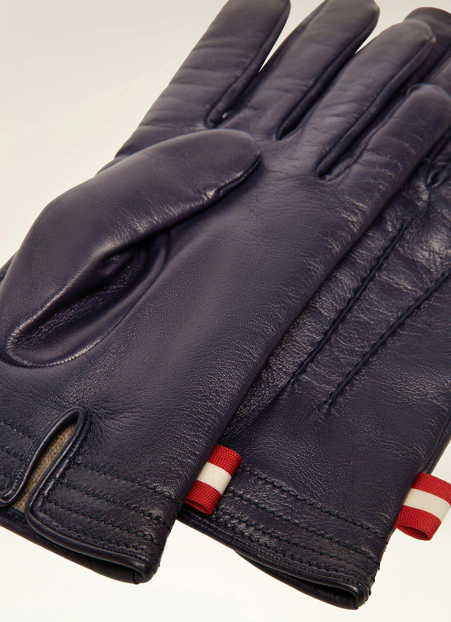 Leather Gloves In Navy - Homme - Bally - 02