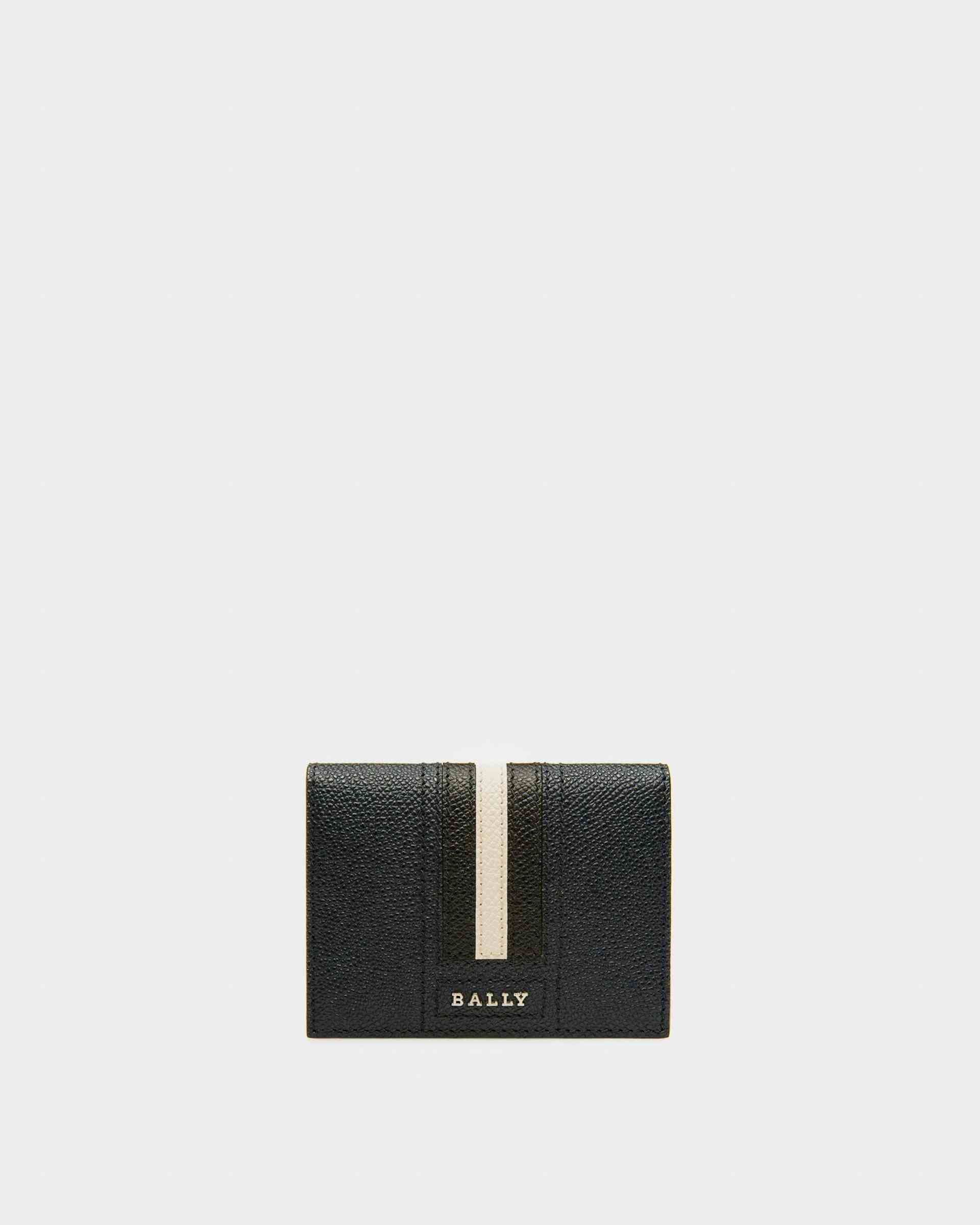 Lettering Business Card Holder In Blue Leather - Men's - Bally