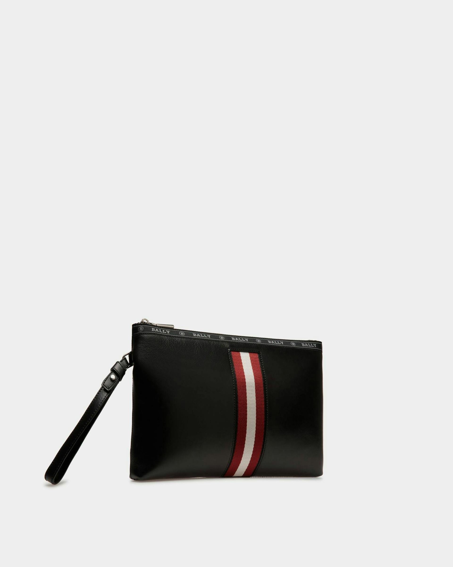 Men's Hartland Leather Clutch Bag In Black | Bally | Still Life 3/4 Front