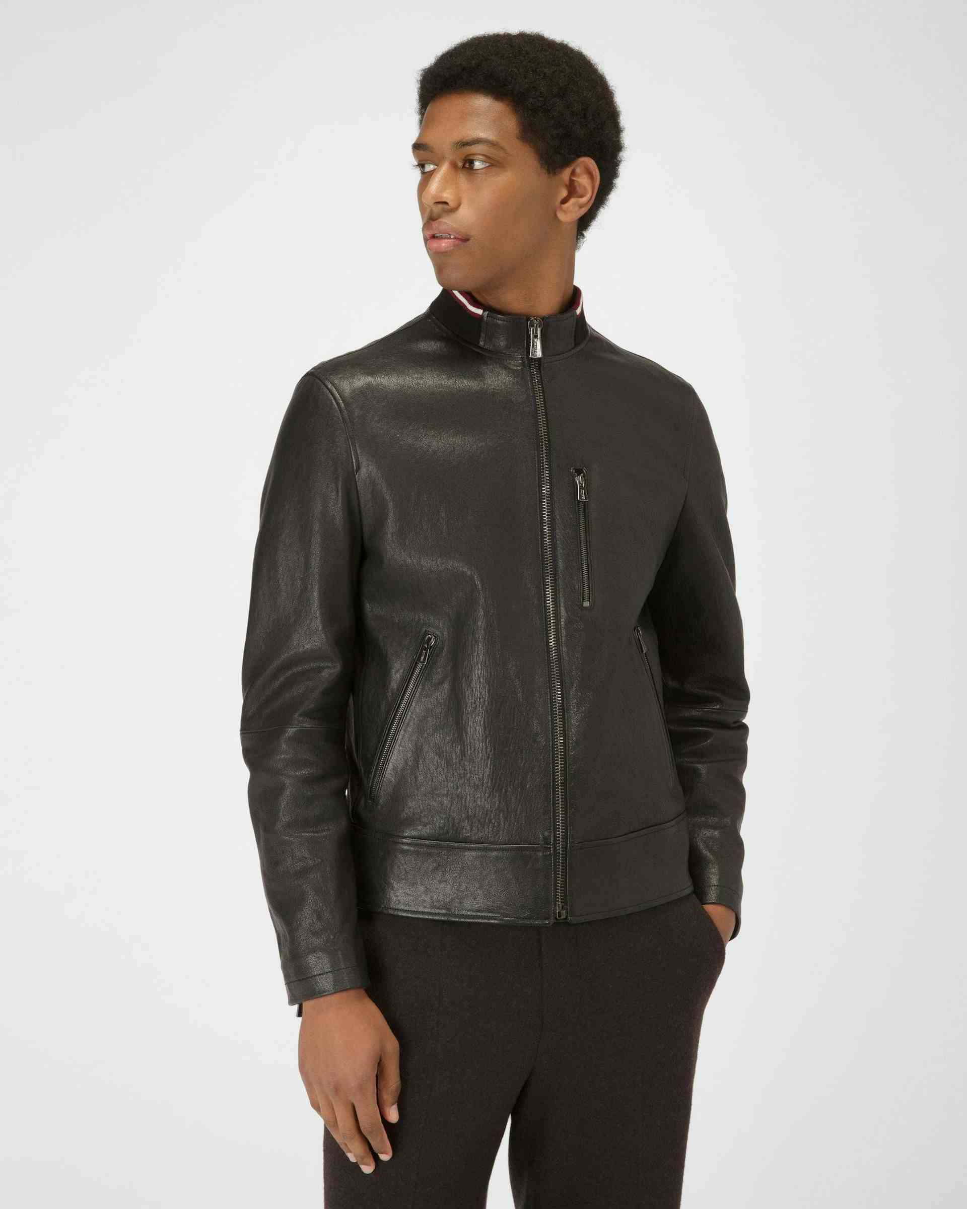 Leather Blouson Jacket In Black - Men's - Bally