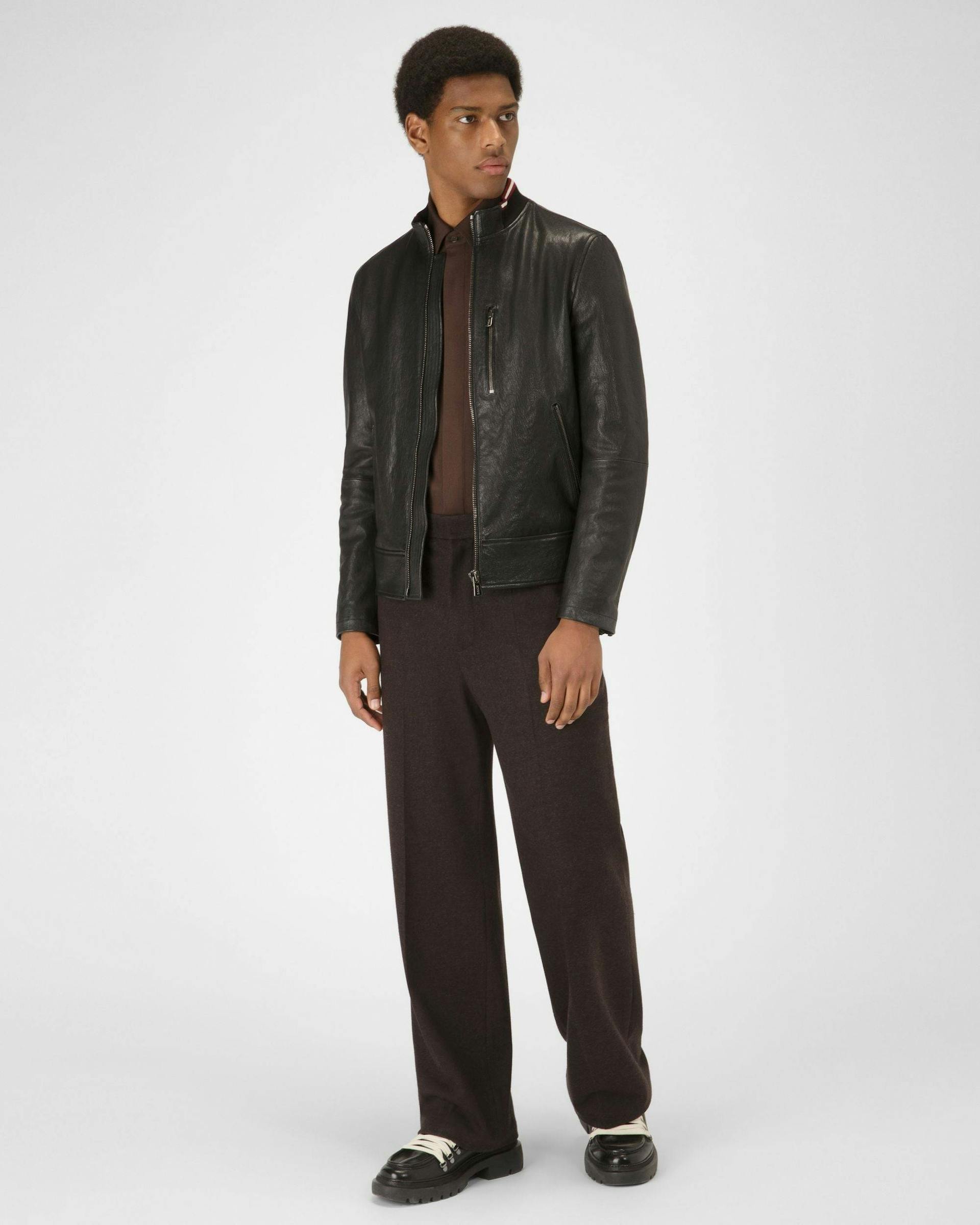 Leather Blouson Jacket In Black - Men's - Bally - 04