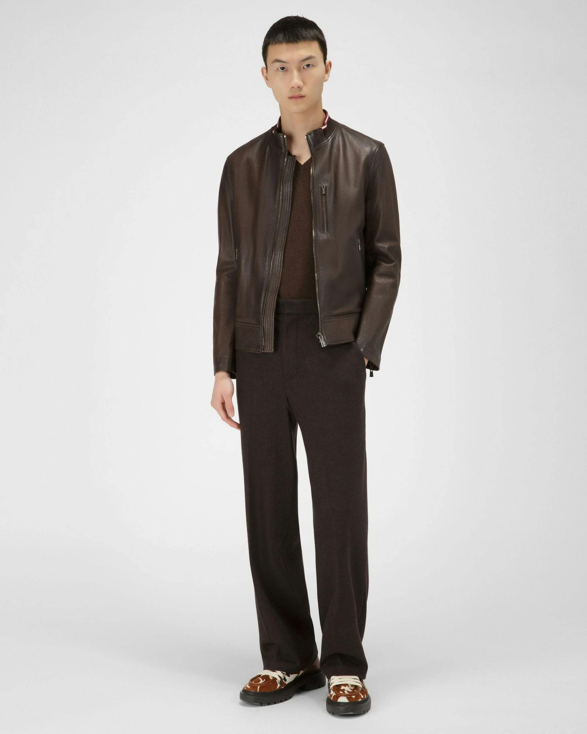 Leather Blouson Jacket In Brown - Men's - Bally - 04