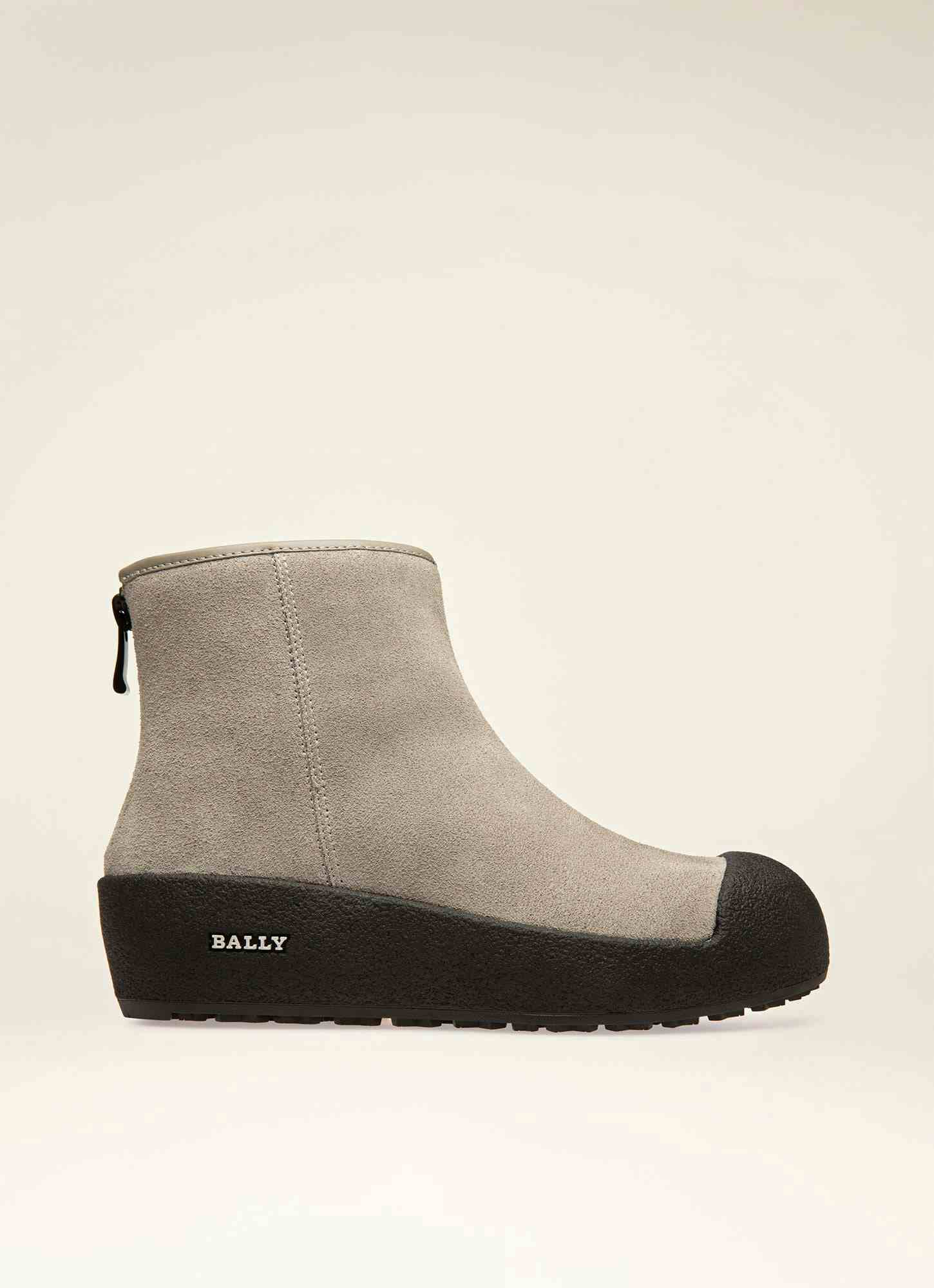 BALLY CURLING Leather Boots In Grey - Women's - Bally