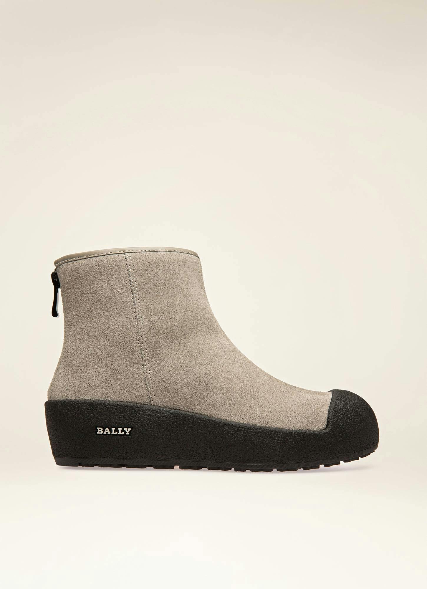 BALLY CURLING Leather Boots In Grey - Women's - Bally - 01