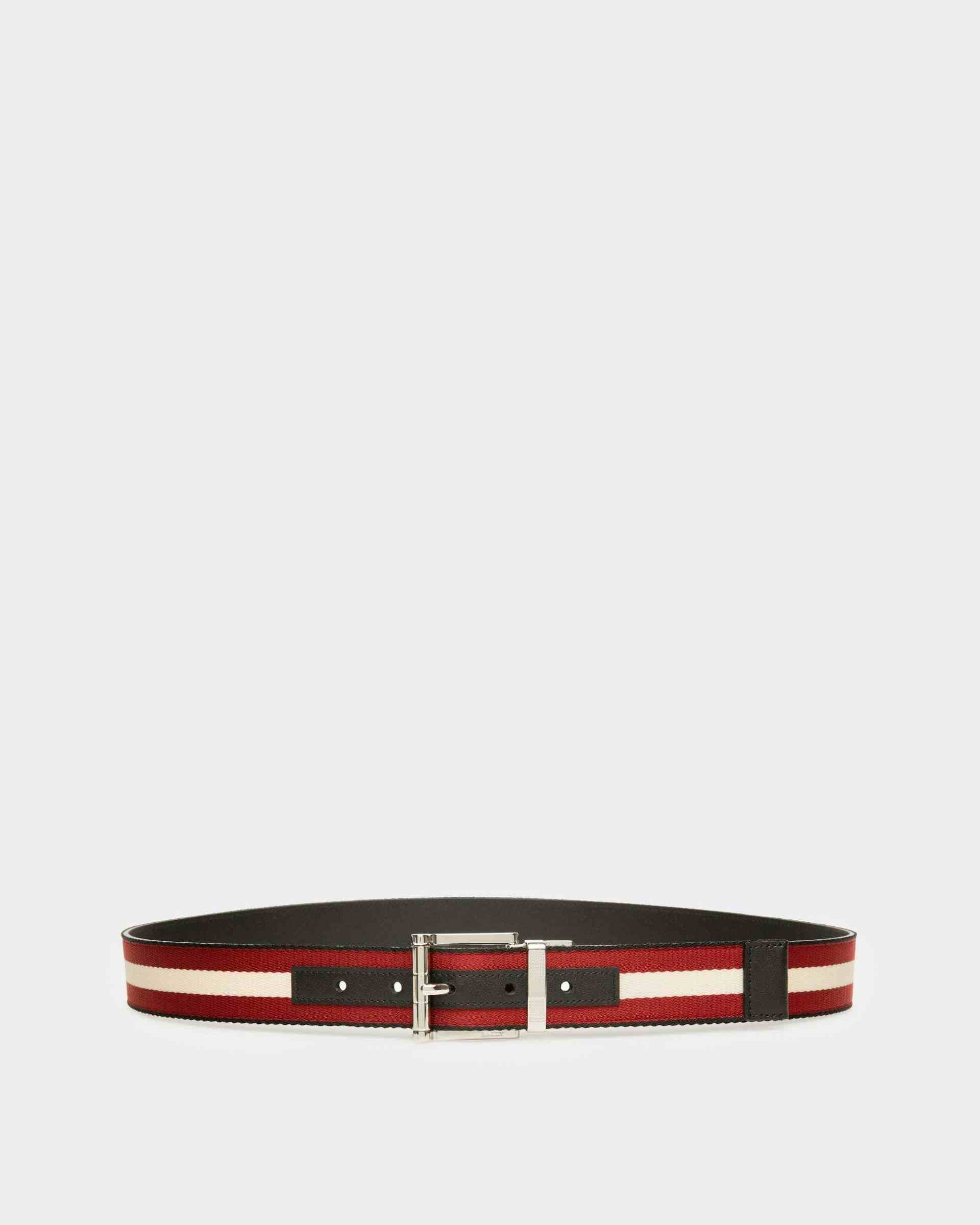Casual 35mm Belt In Black And Red Fabric And Leather - Men's - Bally