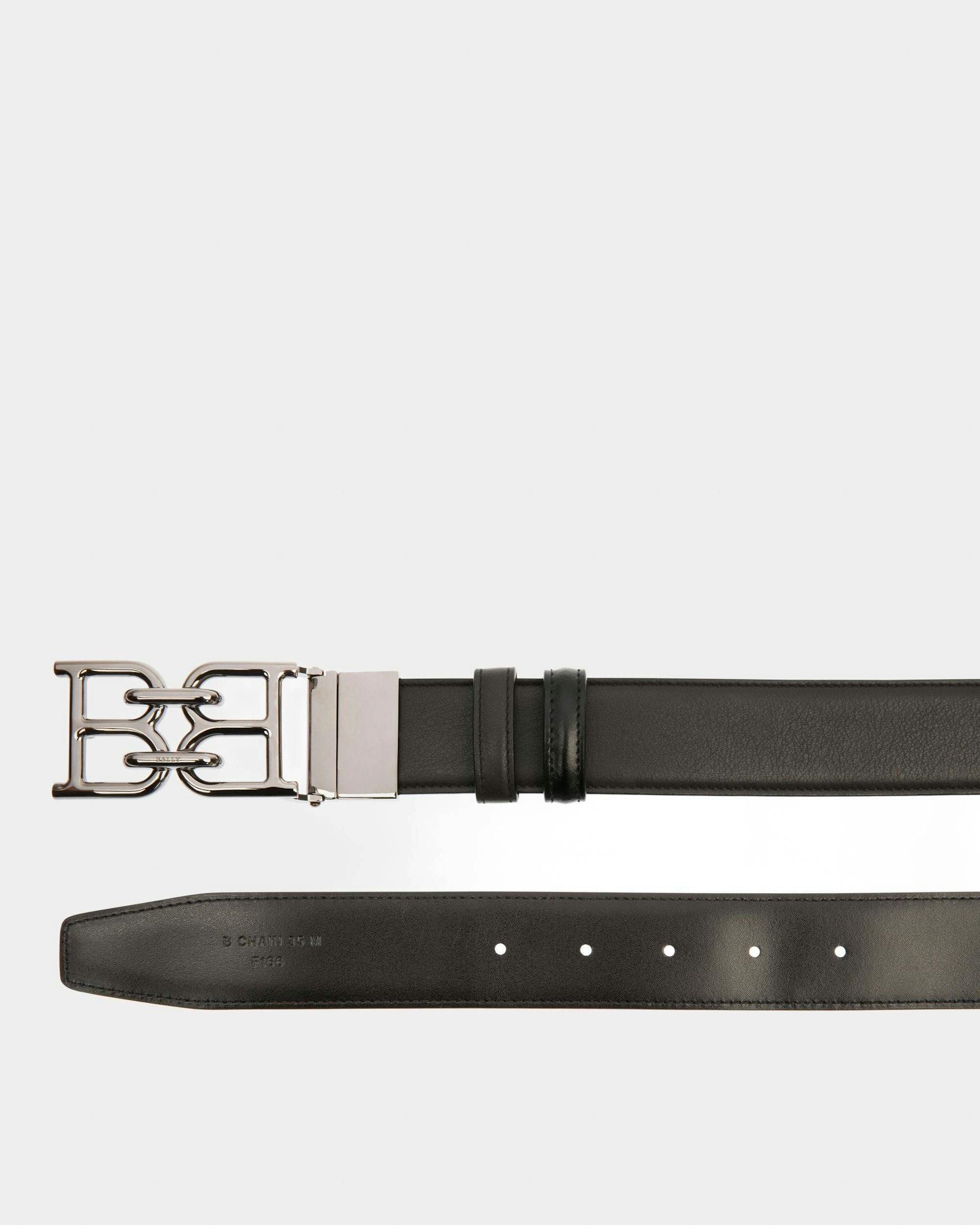 B-Chain Leather 35mm Belt In Black - Men's - Bally - 02