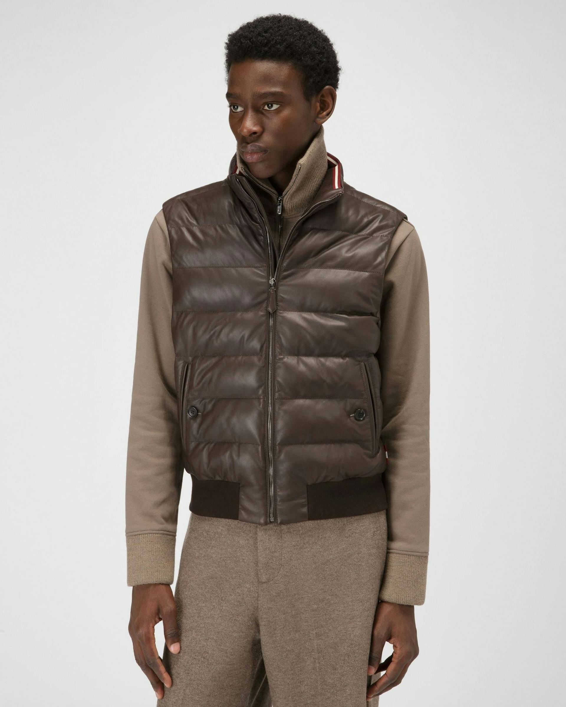 Leather Blouson Jacket In Ebony Brown - Men's - Bally - 03