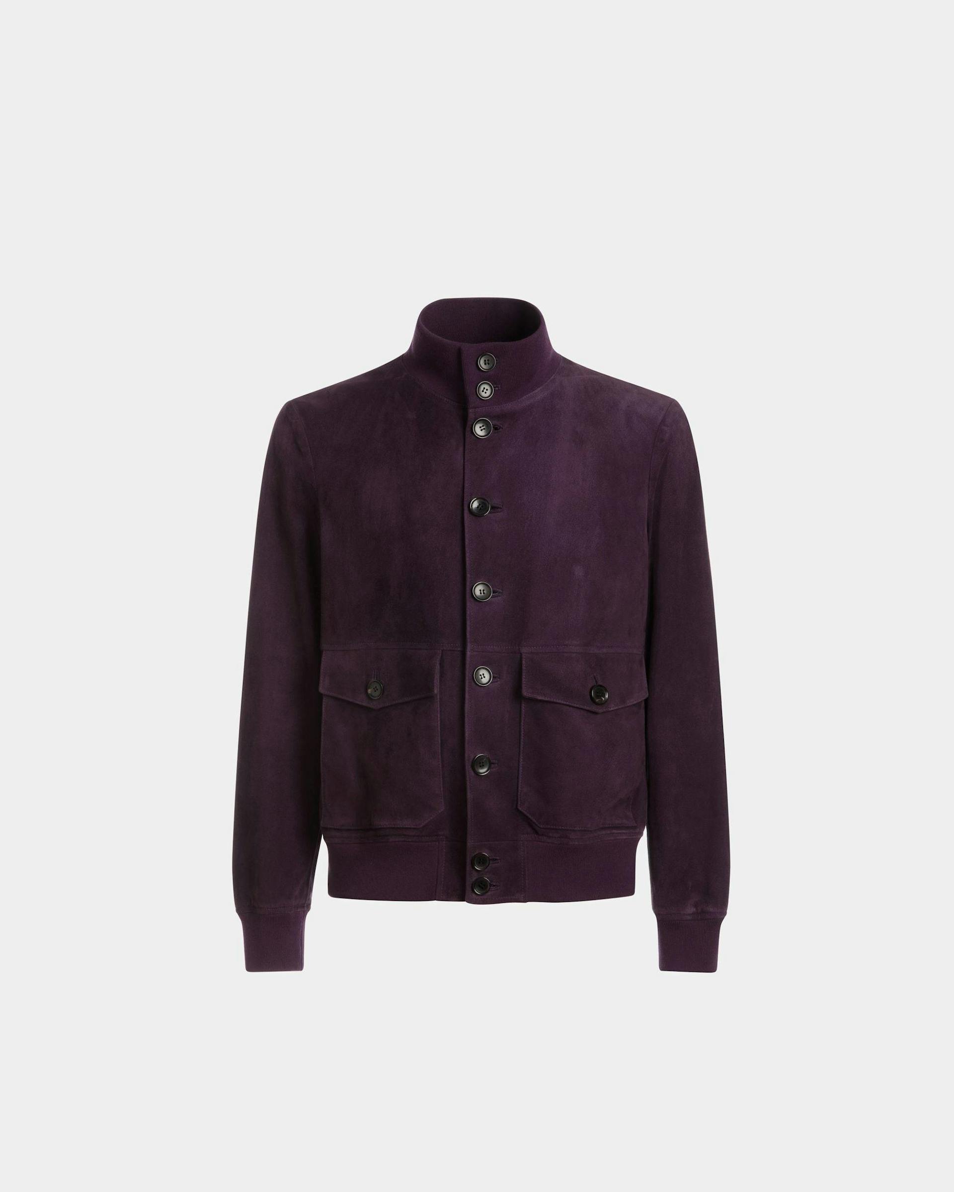 High Neck Bomber Jacket In Orchid Suede - Men's - Bally - 01