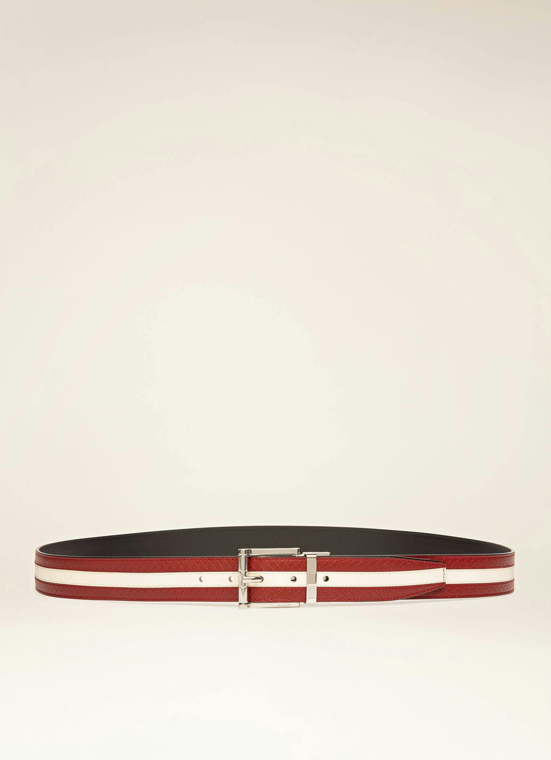 CASUAL Leather 35Mm Belt In Bally Red & Black - Men's - Bally - 01