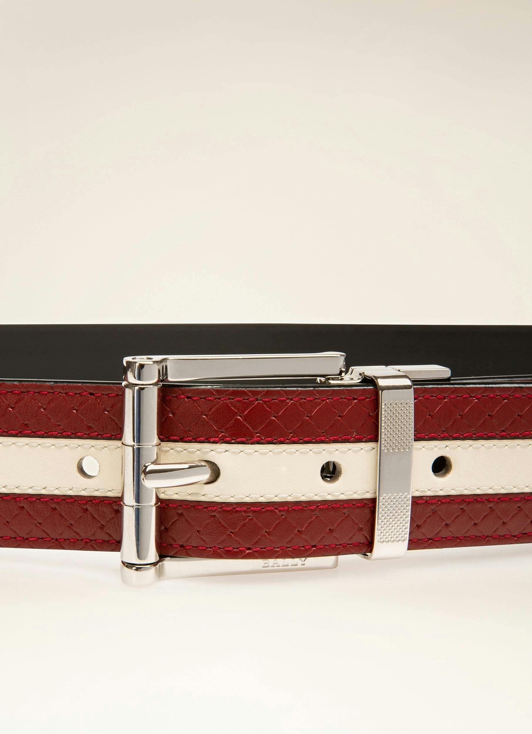 CASUAL Leather 35Mm Belt In Bally Red & Black - Men's - Bally - 02