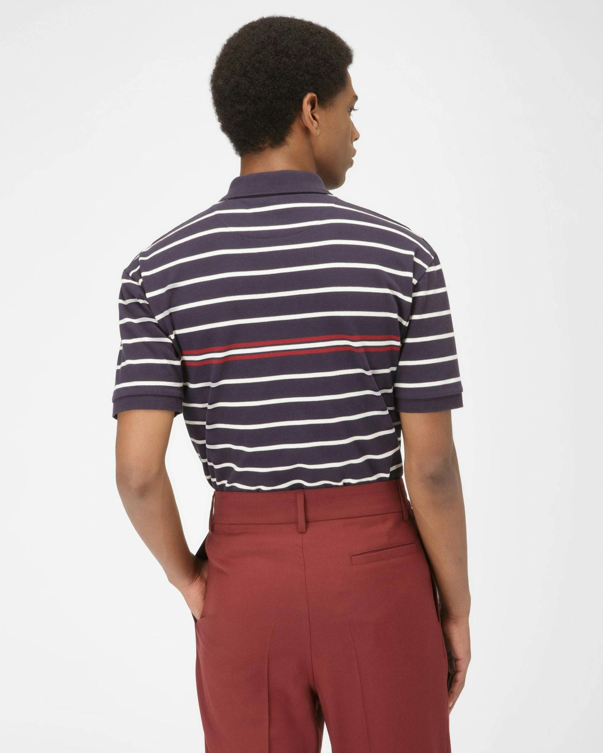 Cotton Polo Shirt In Navy - Men's - Bally - 03