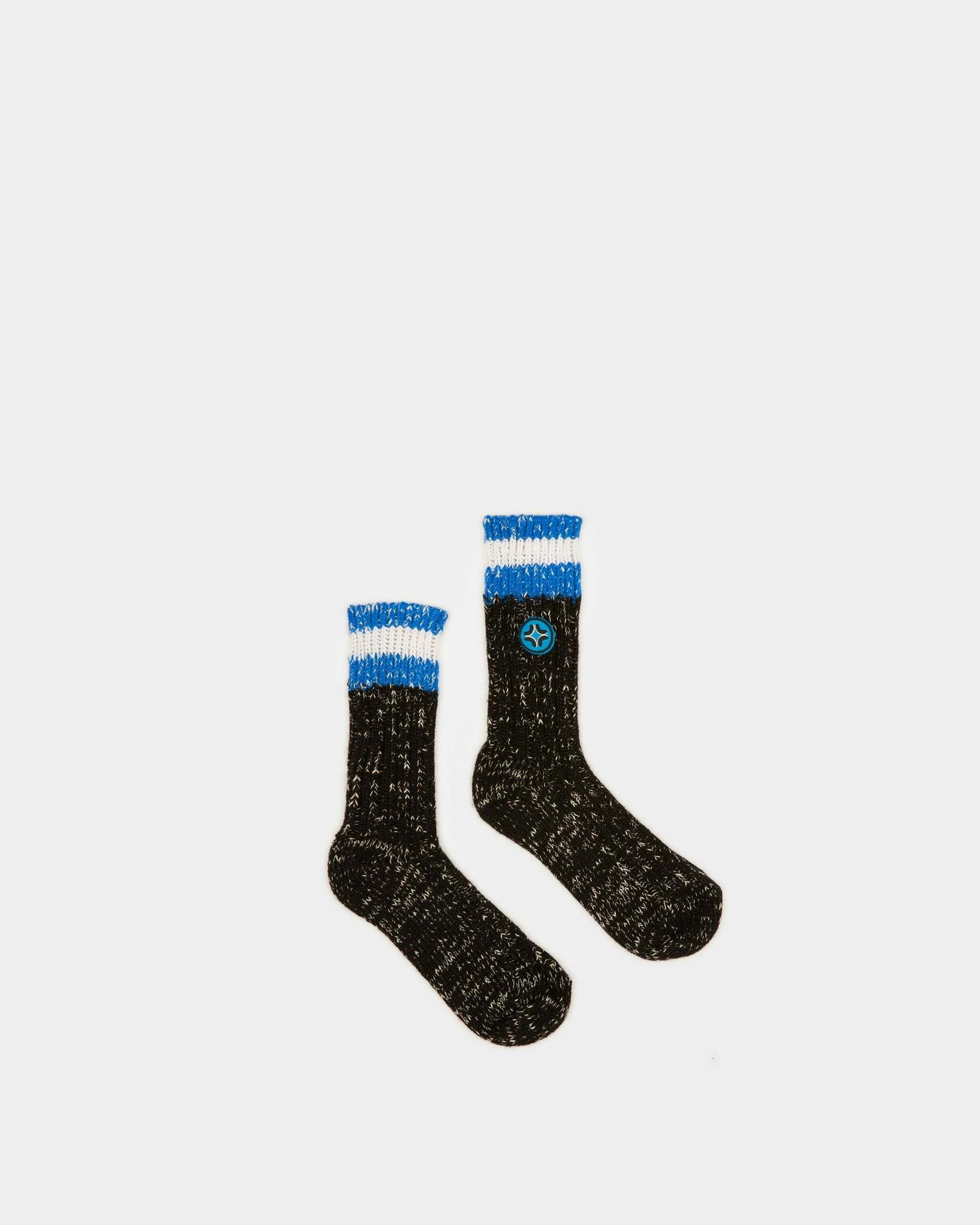 Cotton Socks In Blue & Black - Men's - Bally - 01