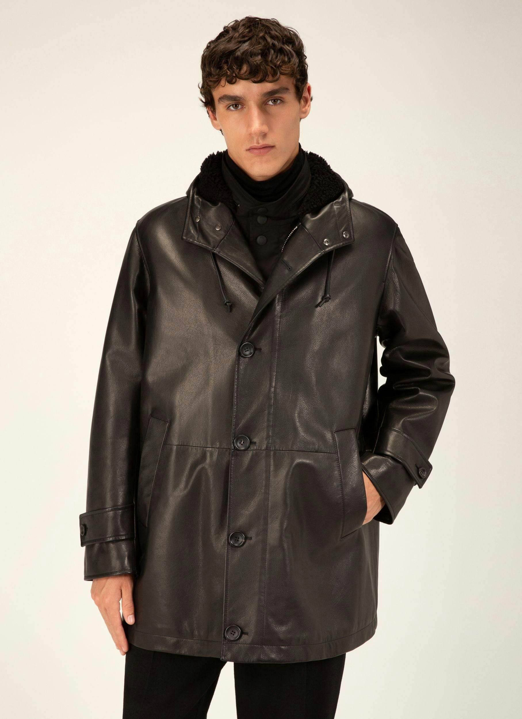 Leather Parka Jacket In Black - Men's - Bally - 03