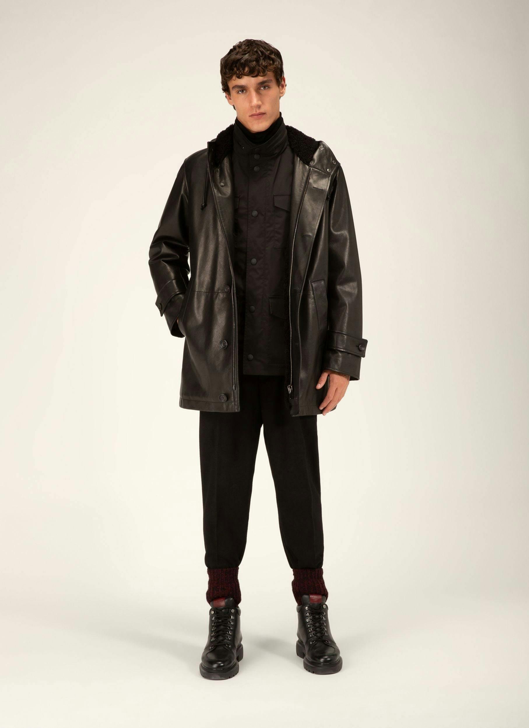 Leather Parka Jacket In Black - Men's - Bally - 05