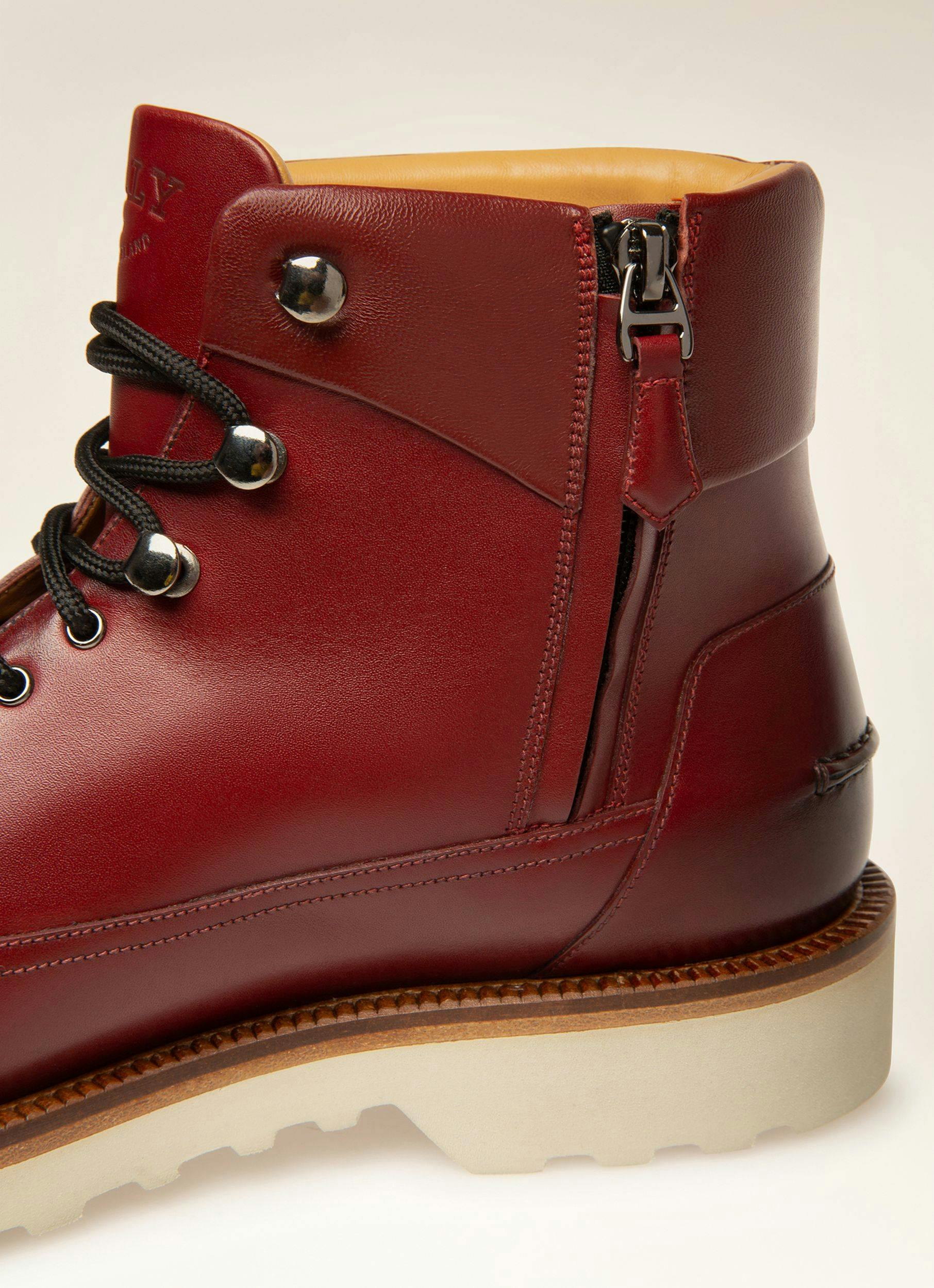 NOTTINGHAM Leather Boots In Heritage Red - Men's - Bally - 02