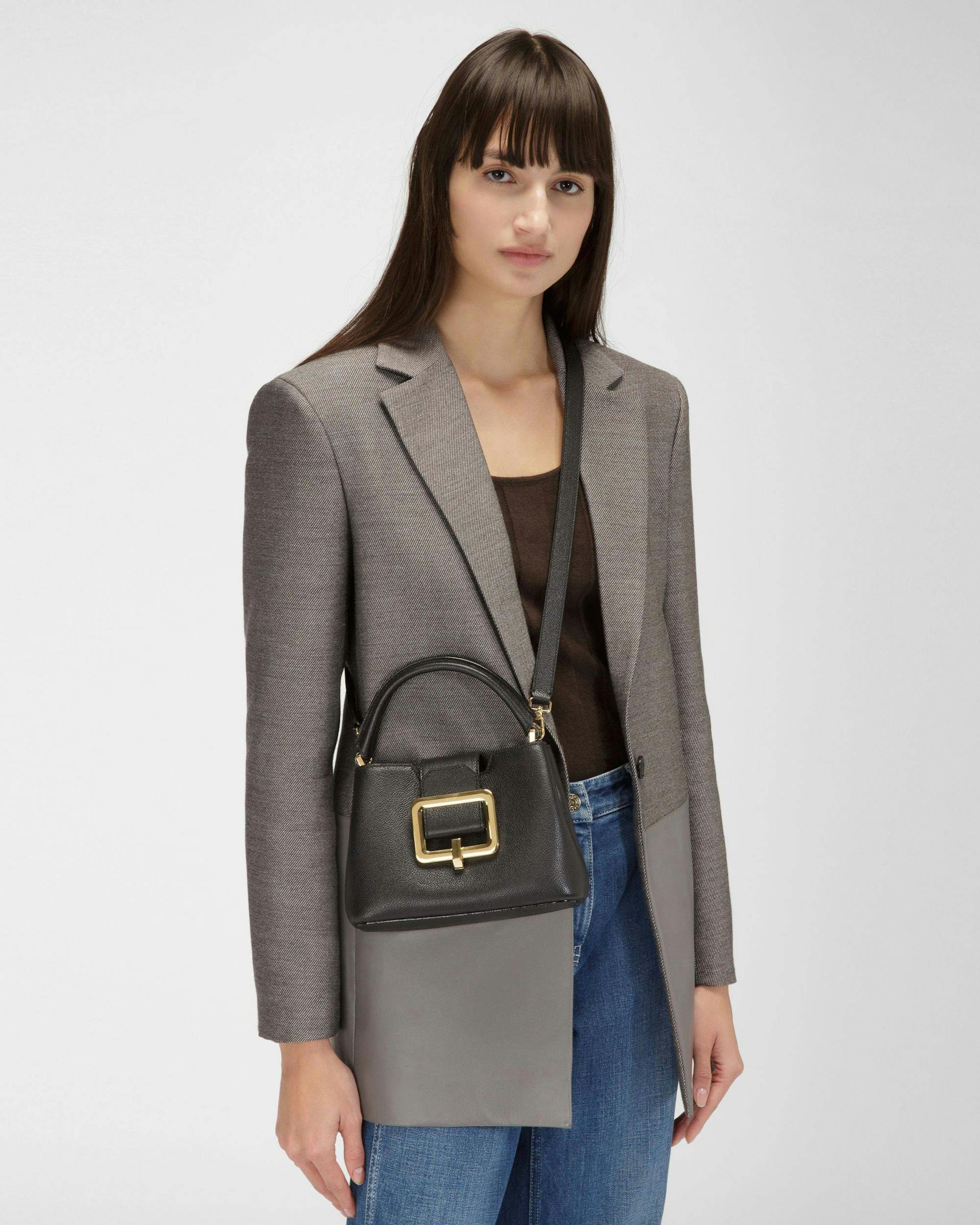 Jorah Small Leather Top Handle Bag In Black - Women's - Bally - 02