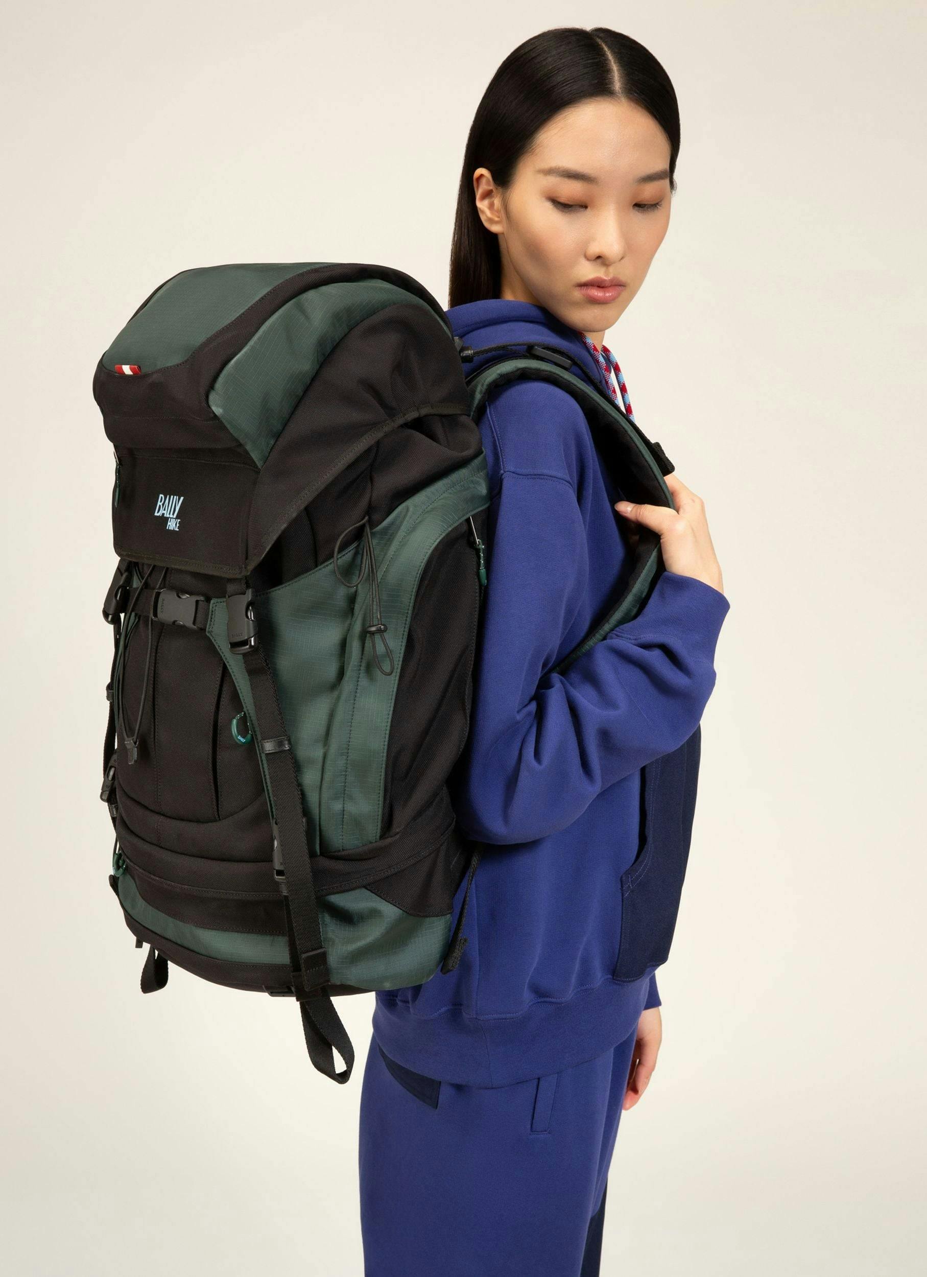 BALLY HIKE Fabric Backpack In Black & Green - Men's - Bally - 06