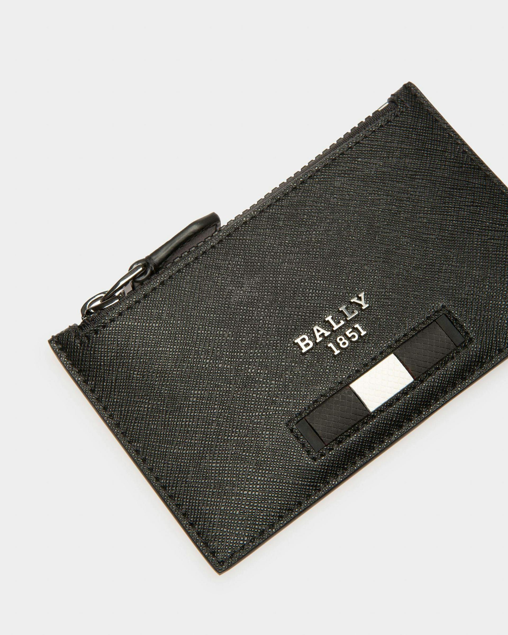 Babe Recycled Leather Card Holder In Black - Men's - Bally - 04