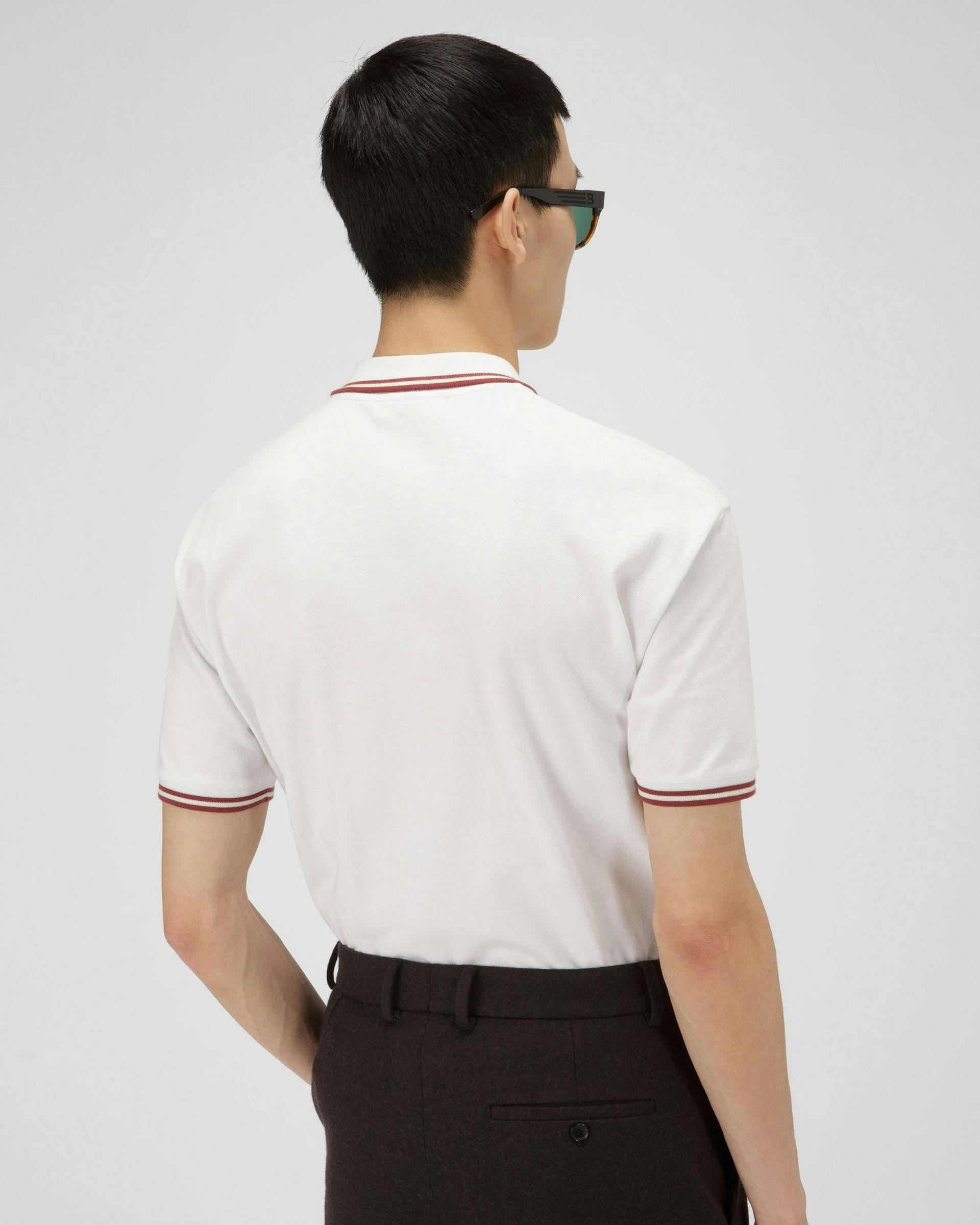 Cotton Polo Shirt In White - Men's - Bally - 03