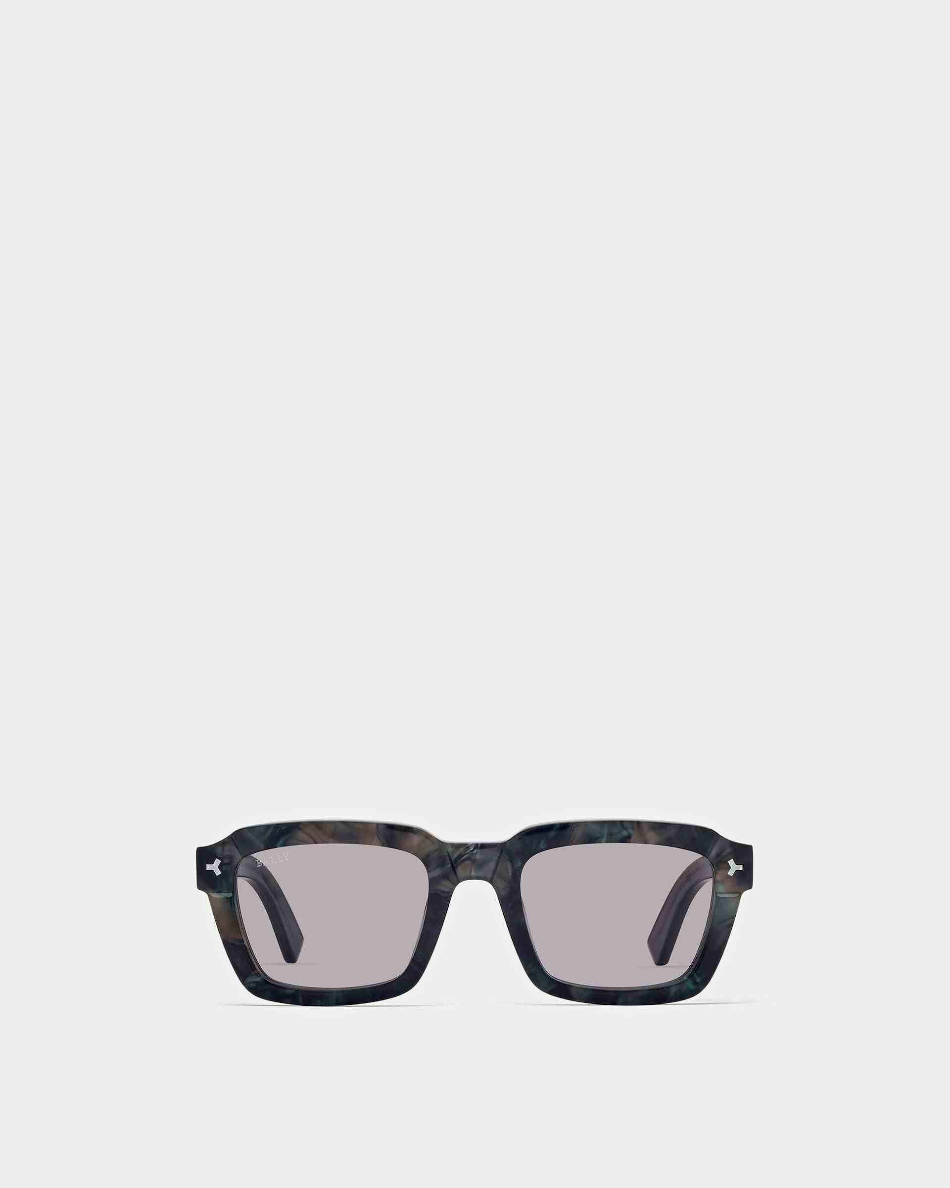 Nicholas Rectangular Full Rim Sunglasses In Black And Gray Plastic - Men's - Bally
