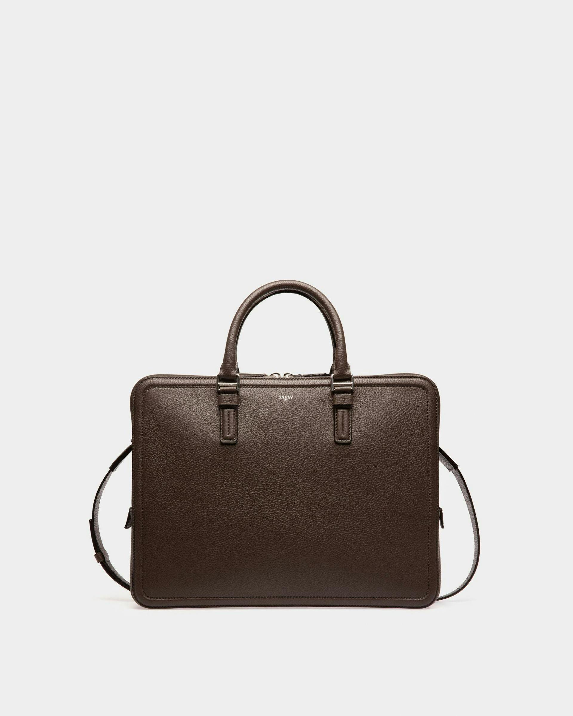 Sergy Leather Business Bag In Ebony Brown - Men's - Bally - 01