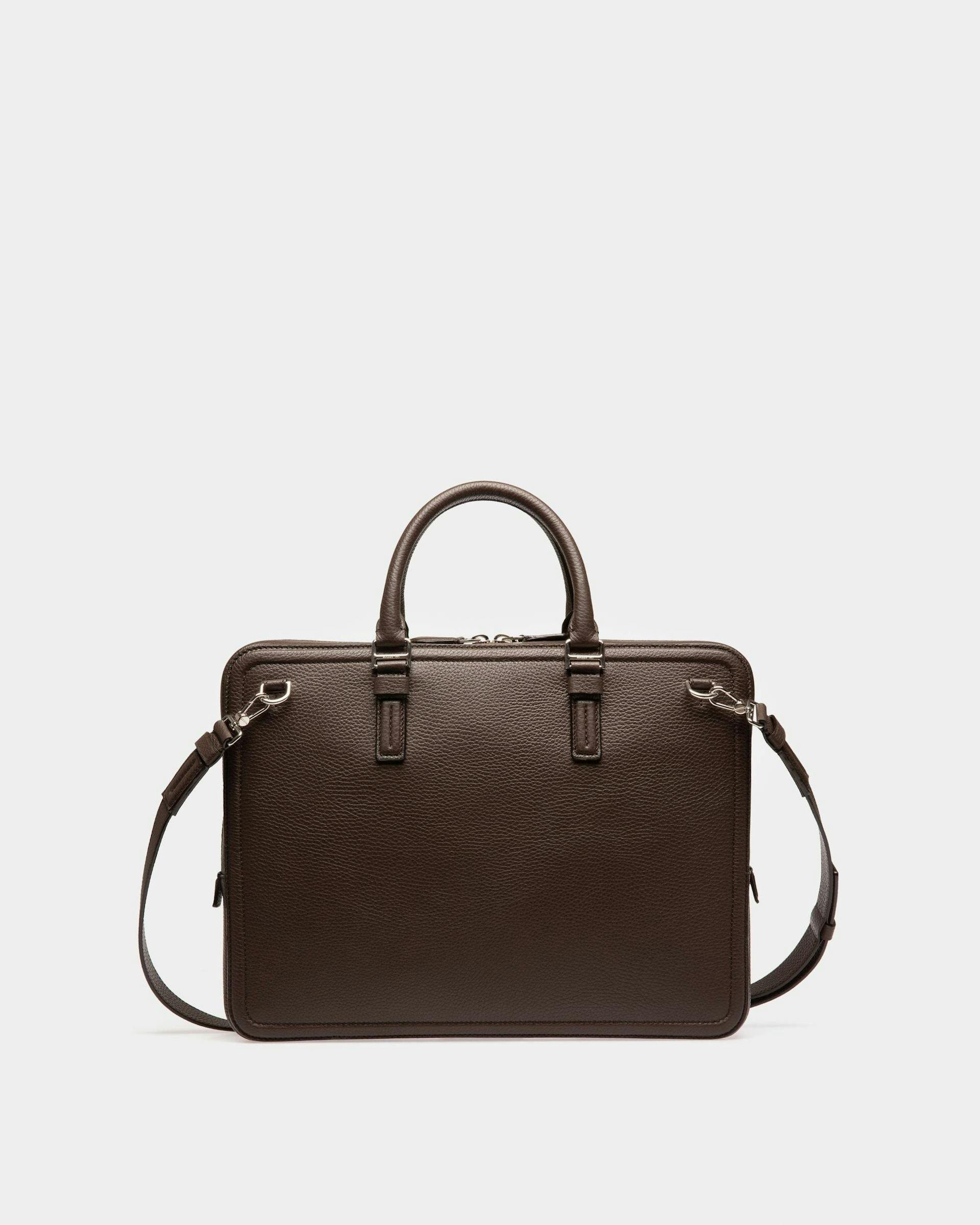 Sergy Leather Business Bag In Ebony Brown - Men's - Bally - 03