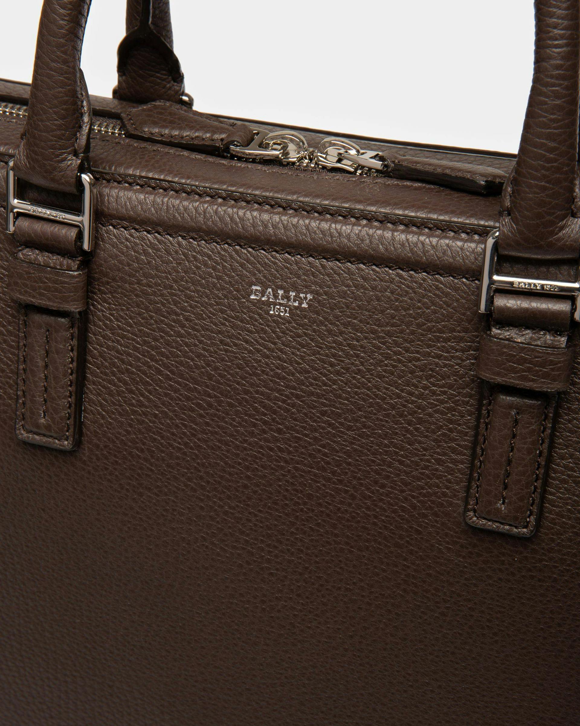 Sergy Leather Business Bag In Ebony Brown - Men's - Bally - 05