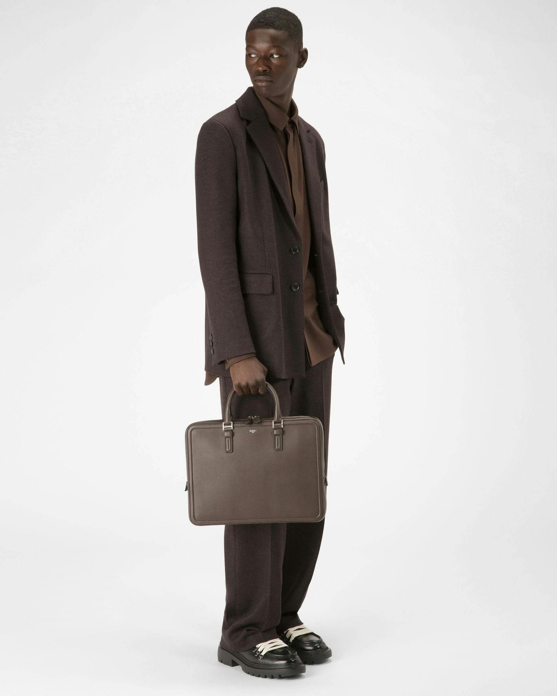 Sergy Leather Business Bag In Ebony Brown - Men's - Bally - 06
