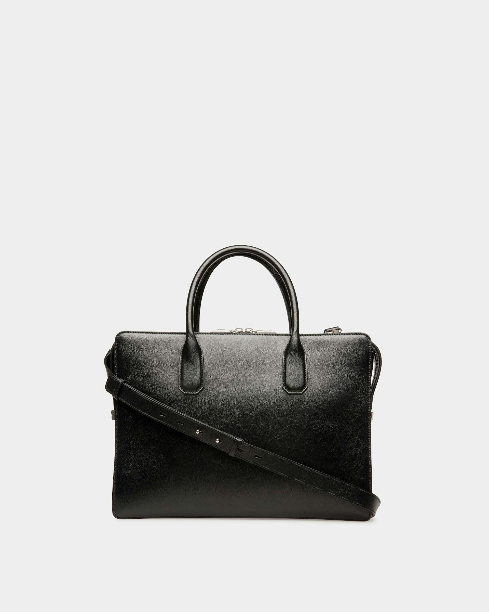 Men's Banque Business Bag In Black Leather | Bally | Still Life Back