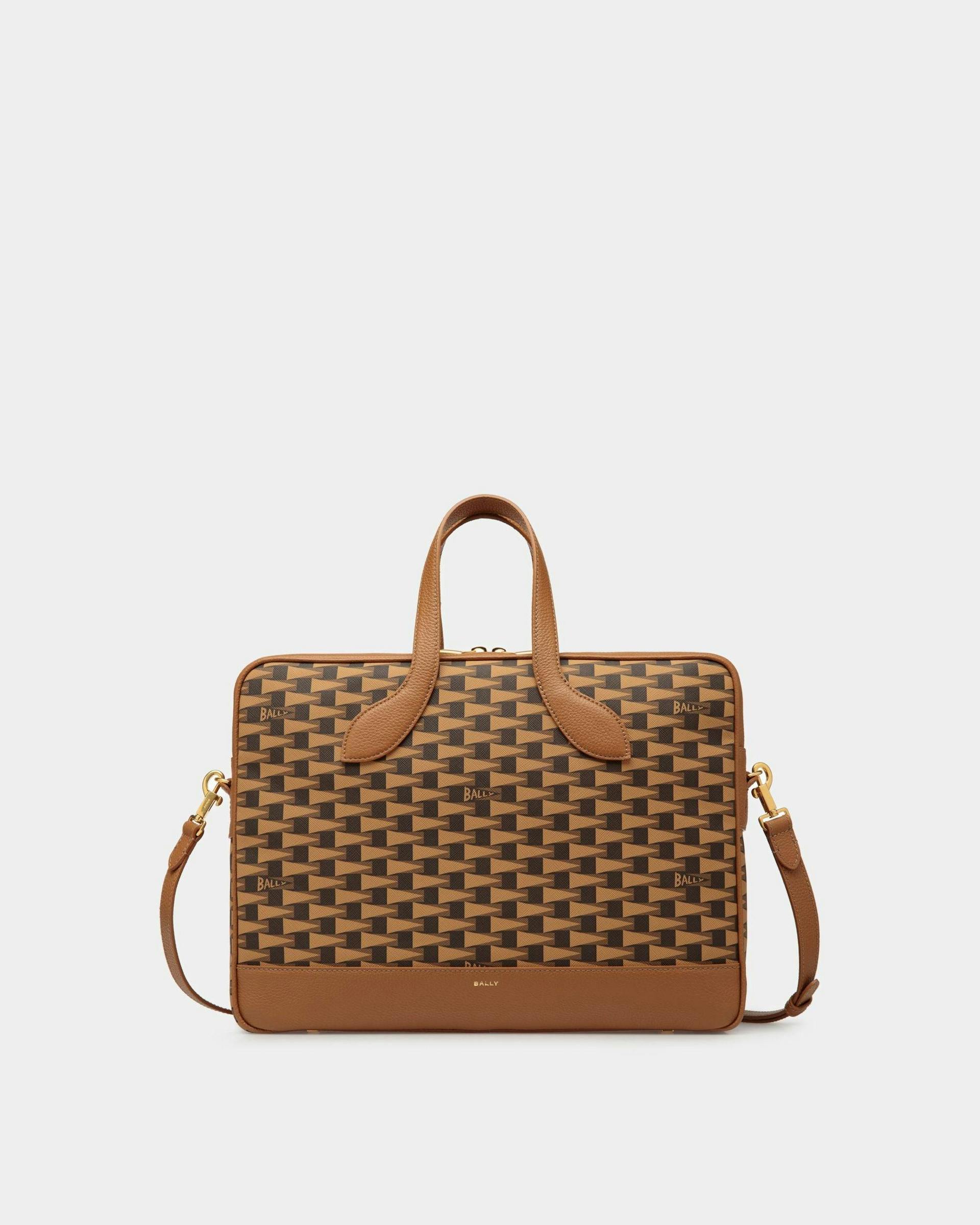 Men's Pennant Briefcase In Desert Leather And TPU | Bally | Still Life Front