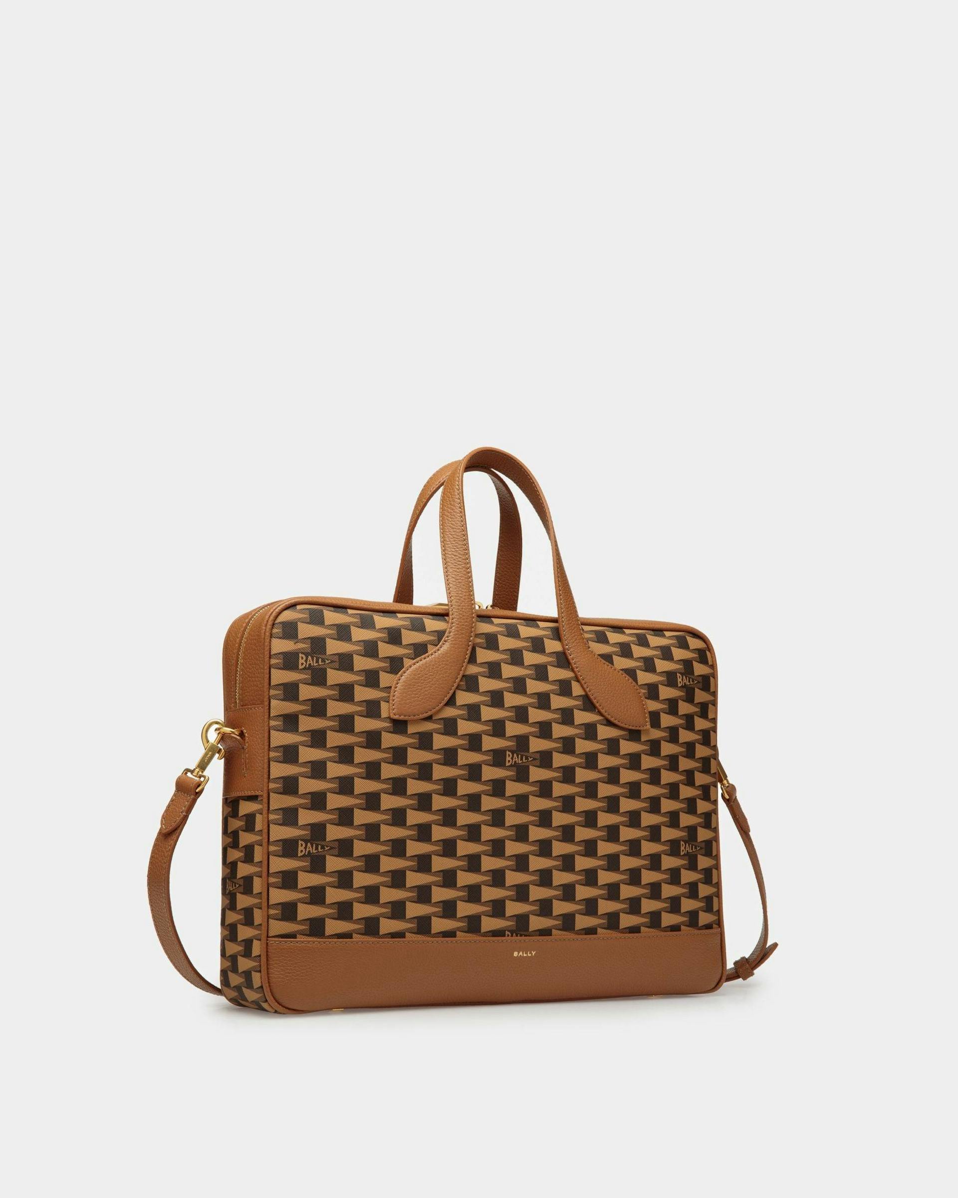 Men's Pennant Briefcase In Desert Leather And TPU | Bally | Still Life 3/4 Front