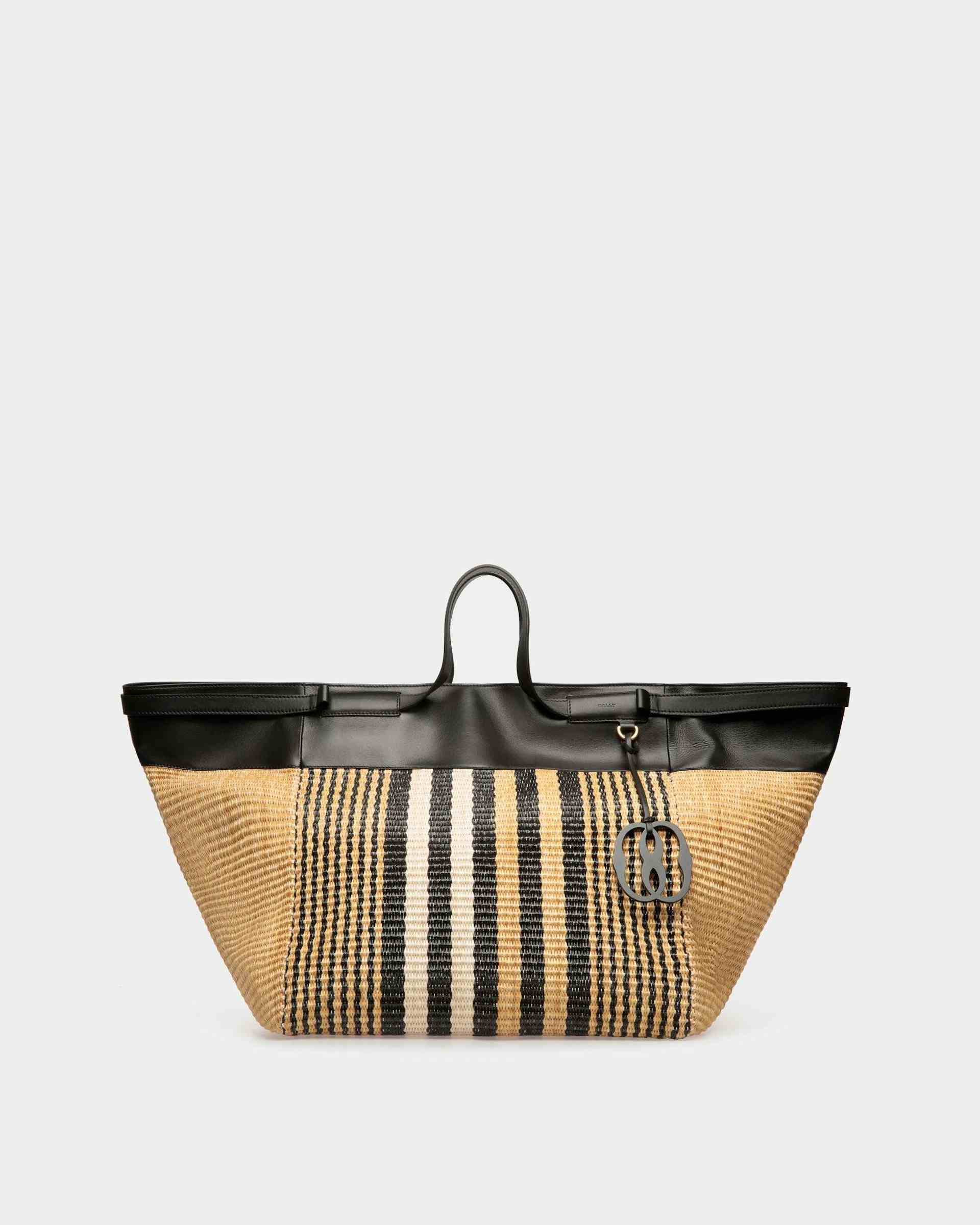 Billboard Tote In Natural And Black Fabric - Men's - Bally