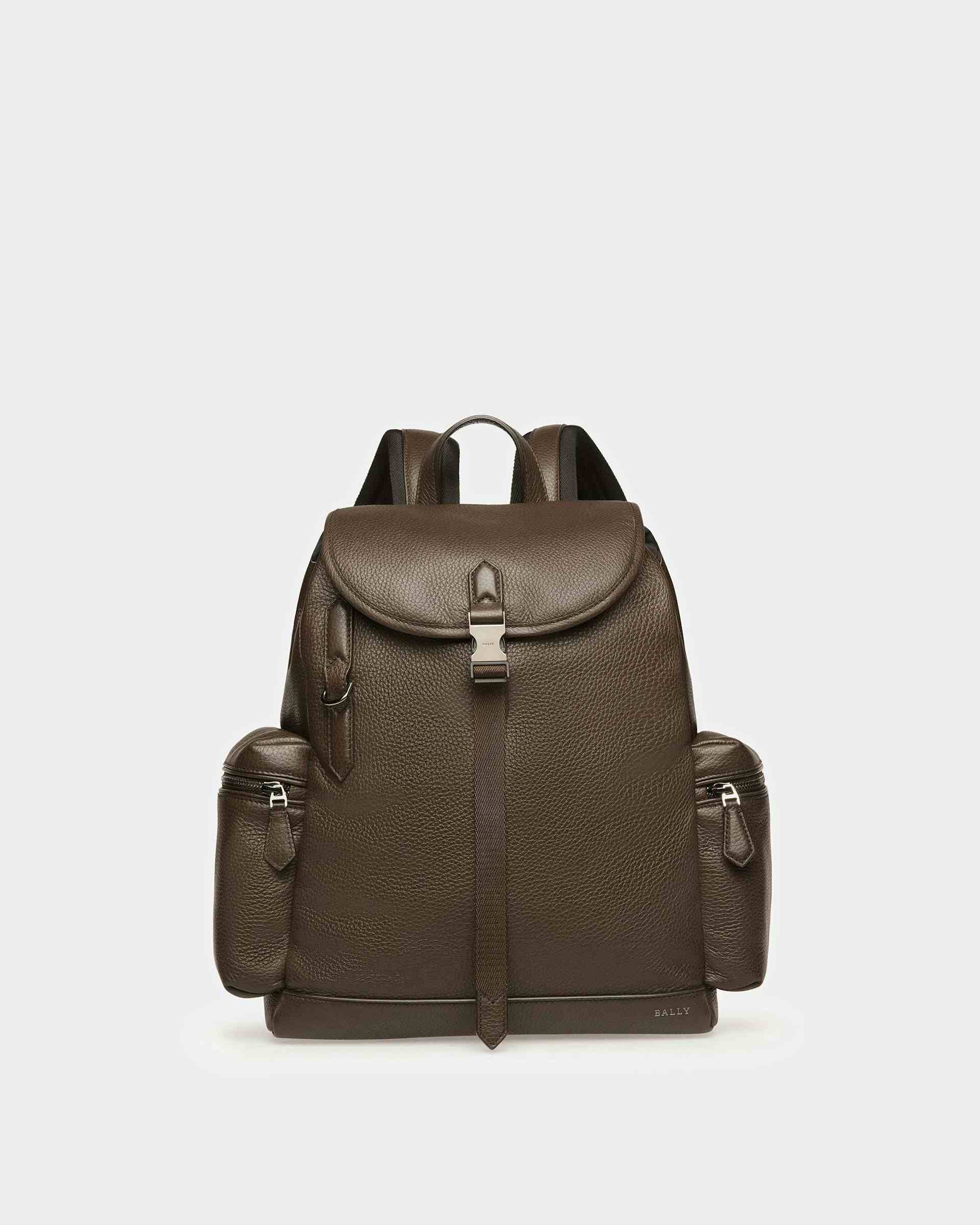 Cliford Leather Backpack In Ebony Brown - Men's - Bally