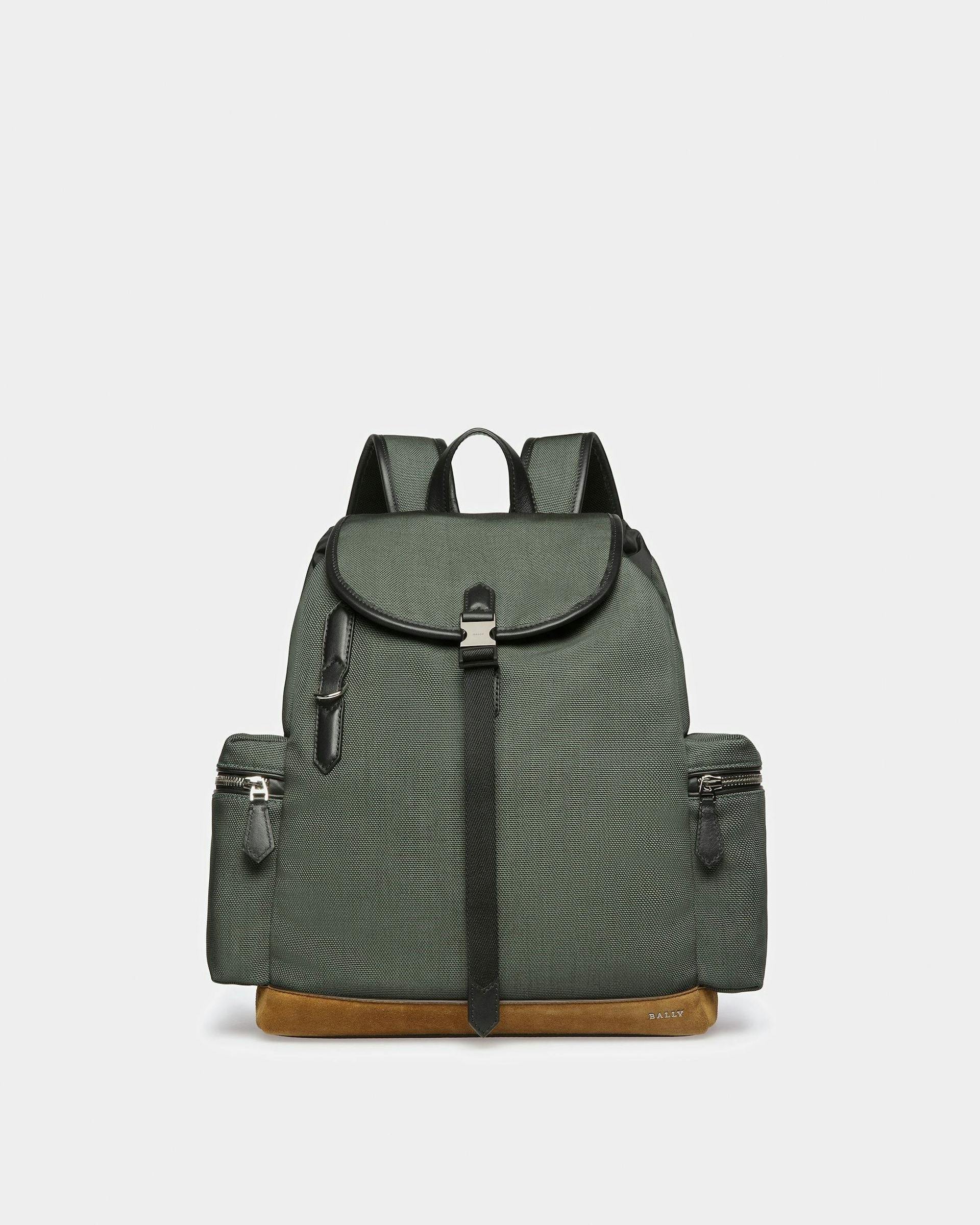 Cliford Small Leather And Nylon Backpack In Sage - Men's - Bally - 01
