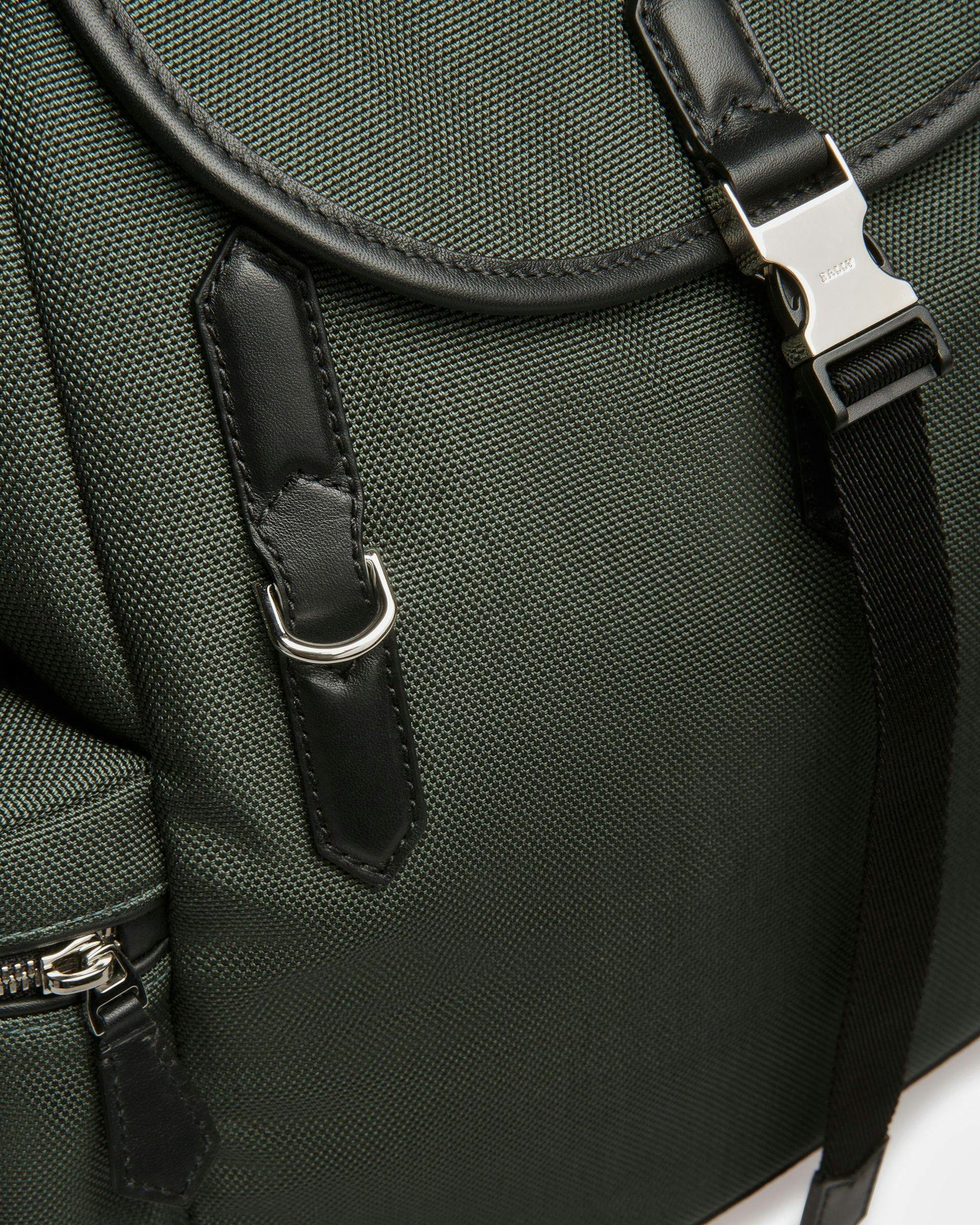 Cliford Small Leather And Nylon Backpack In Sage - Men's - Bally - 05