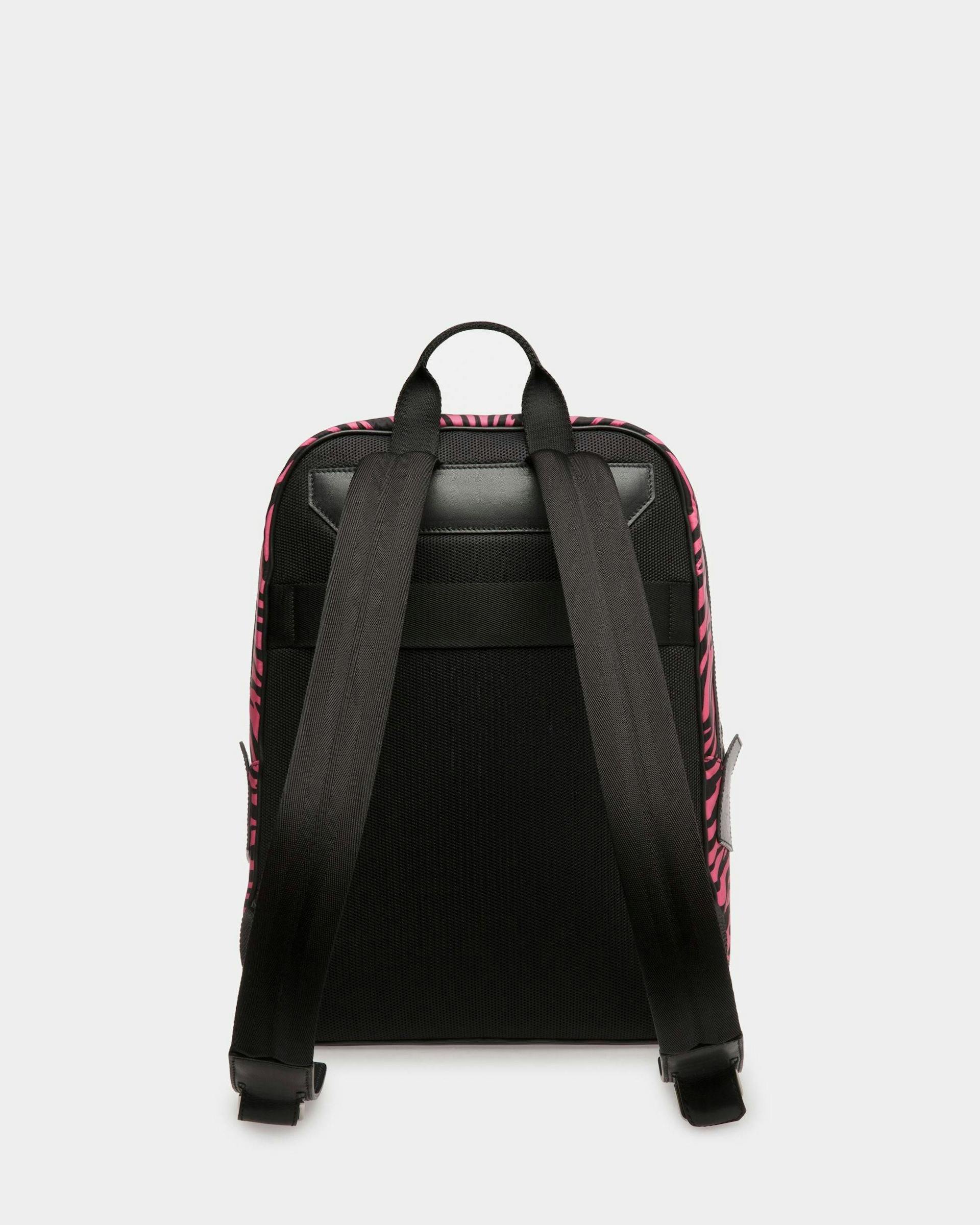 Zebra Crossing Backpack In Pink And Black Fabric And Nylon - Men's - Bally - 02