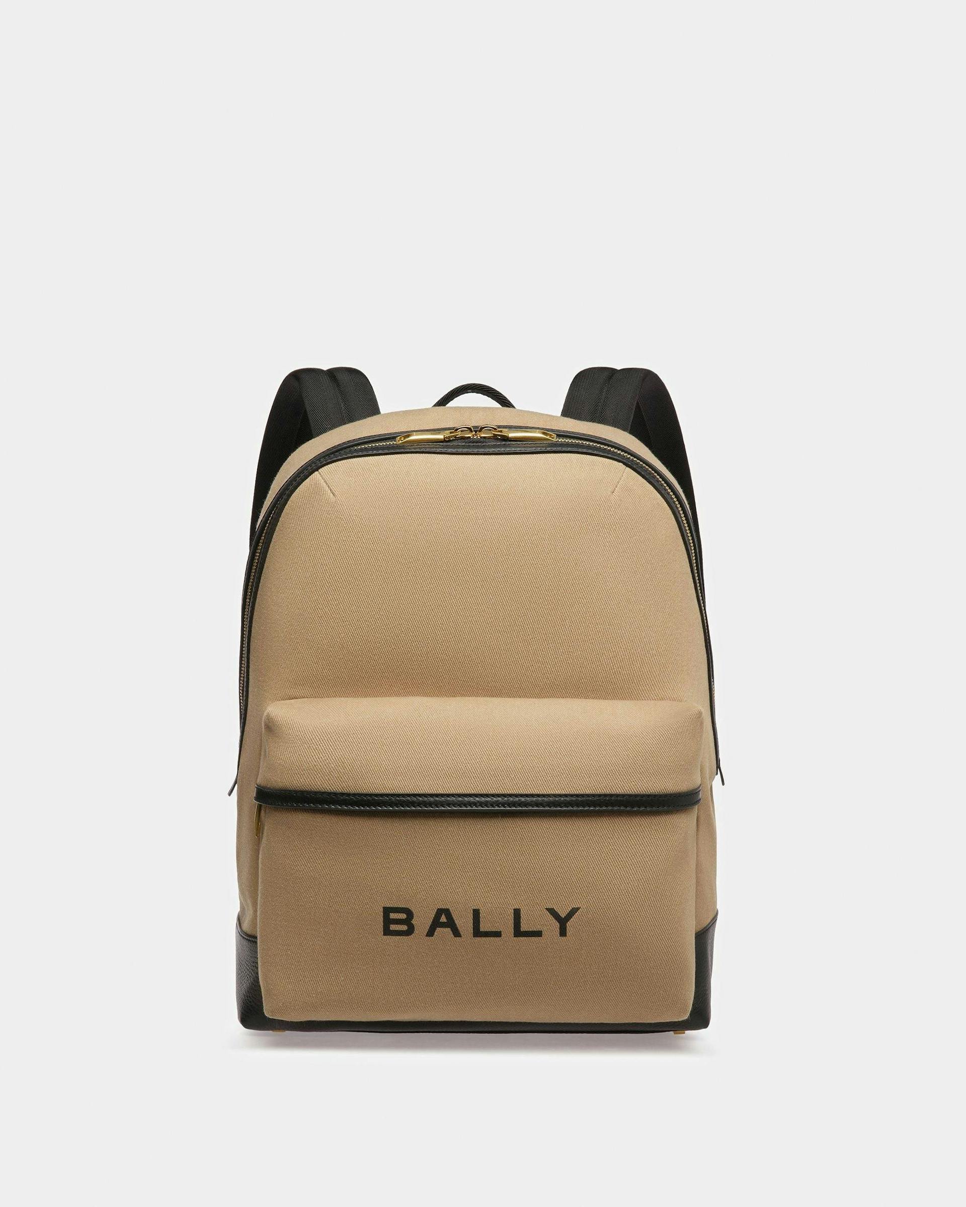 Bar Backpack In Sand And Black Fabric And Leather - Men's - Bally - 01