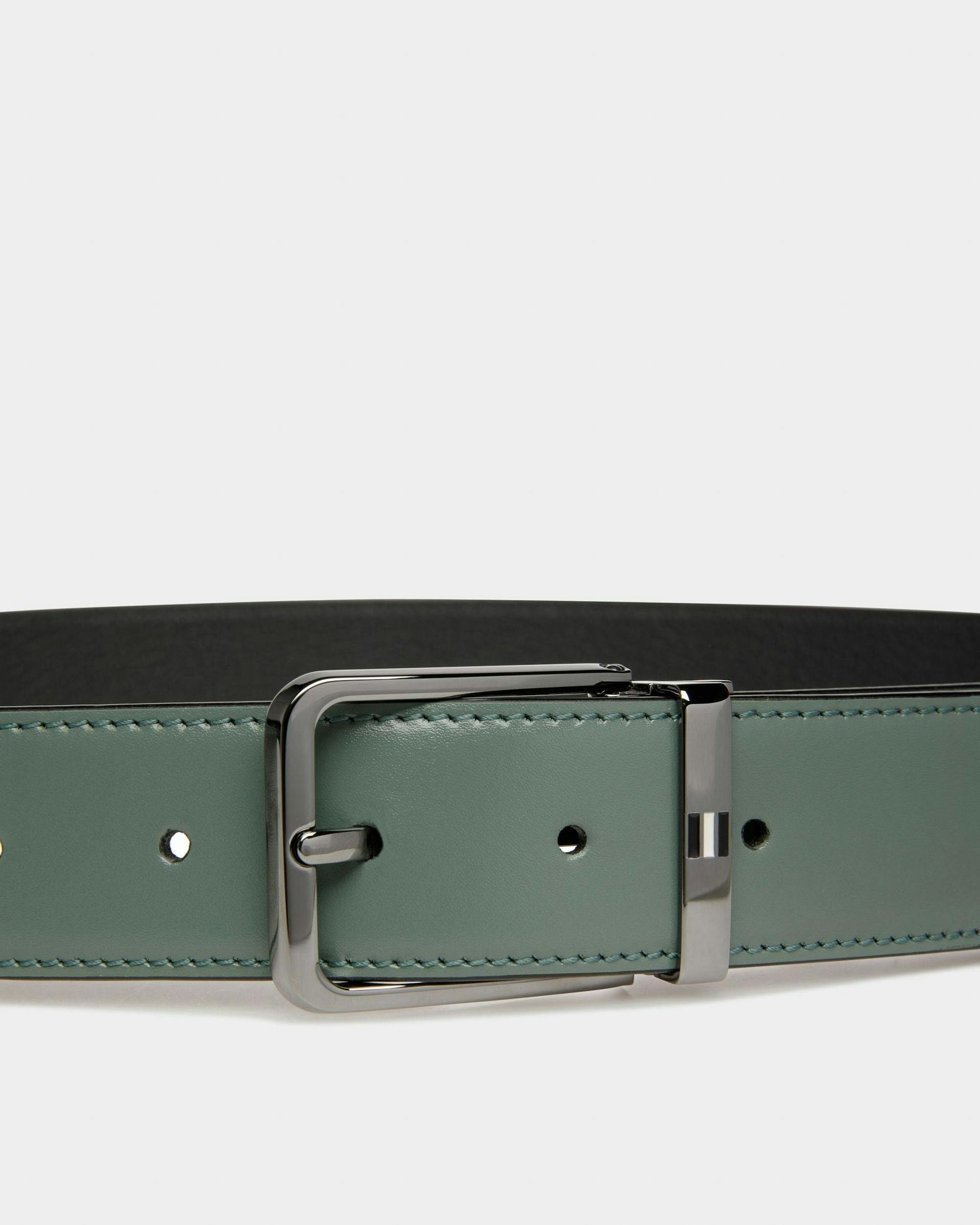 Arkin Leather 35mm Belt In Black & Green - Men's - Bally - 03