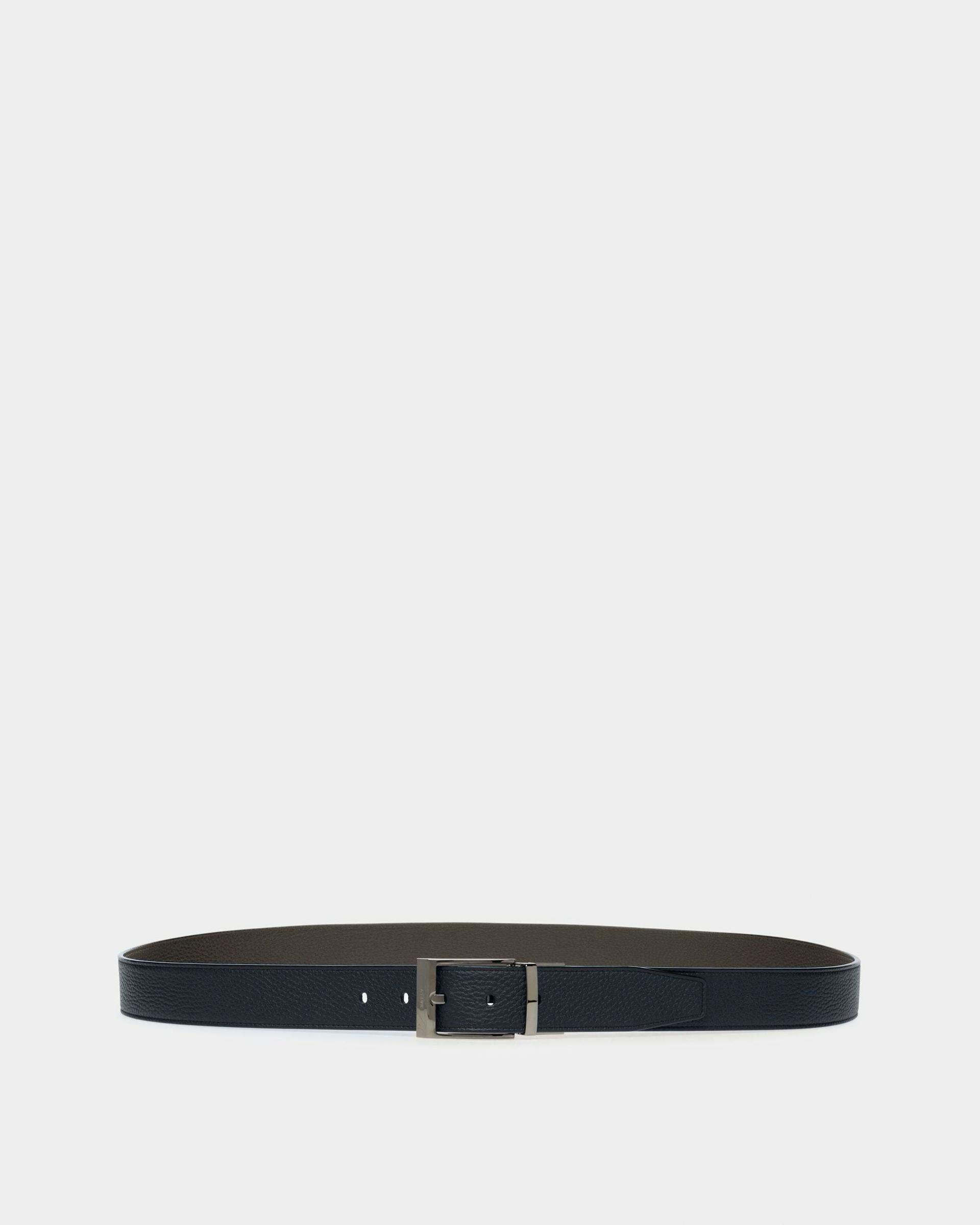 Shiff Leather 35mm Belt In Navy And Black - Men's - Bally - 01