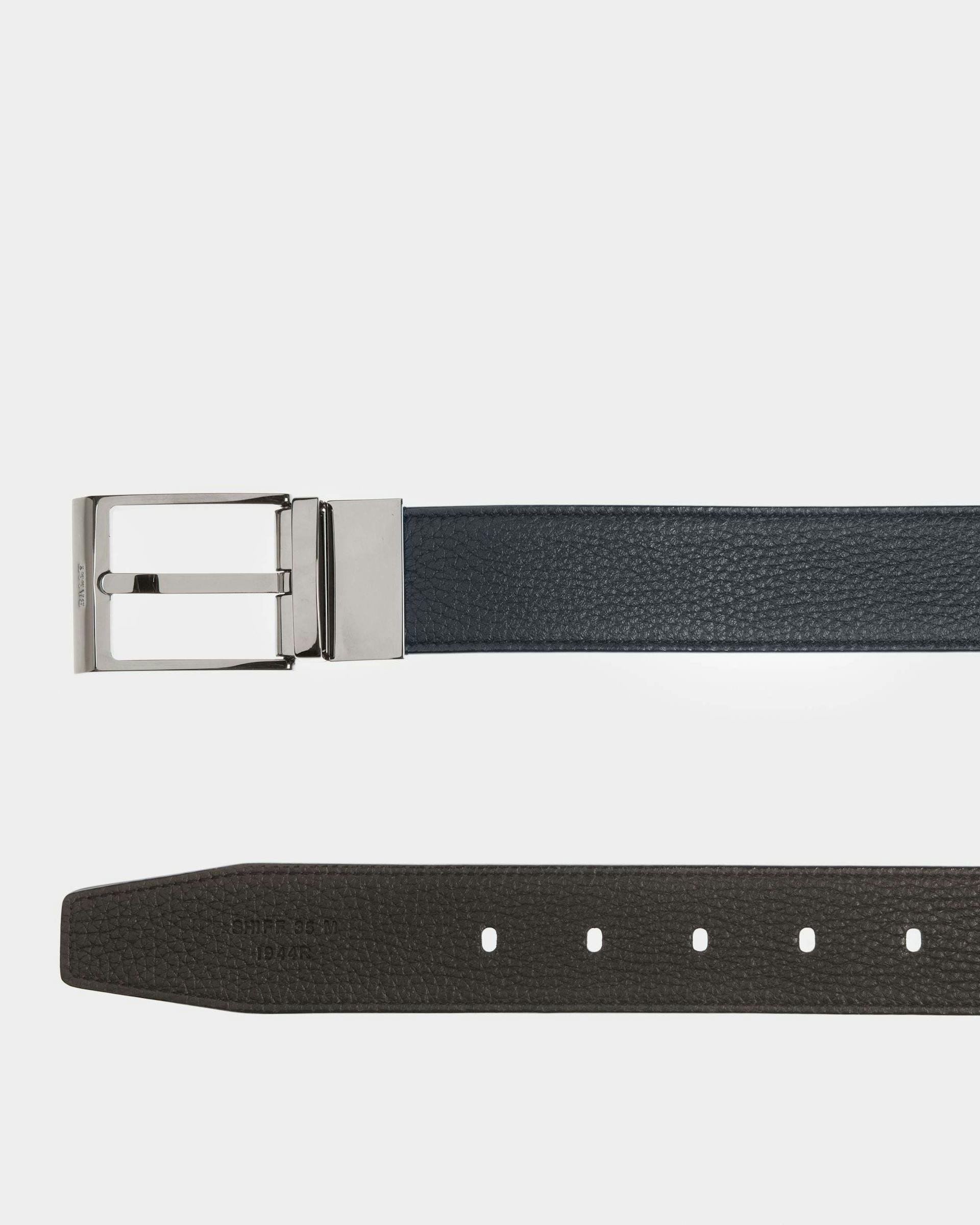 Shiff Leather 35mm Belt In Navy And Black - Men's - Bally - 02
